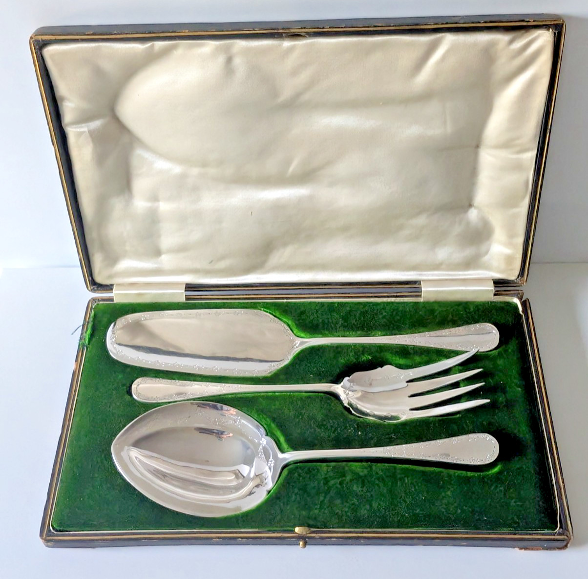 Antique 1910 Edwardian FA & Co Sheffield EP Cased Salad Berry Serving Set Boxed