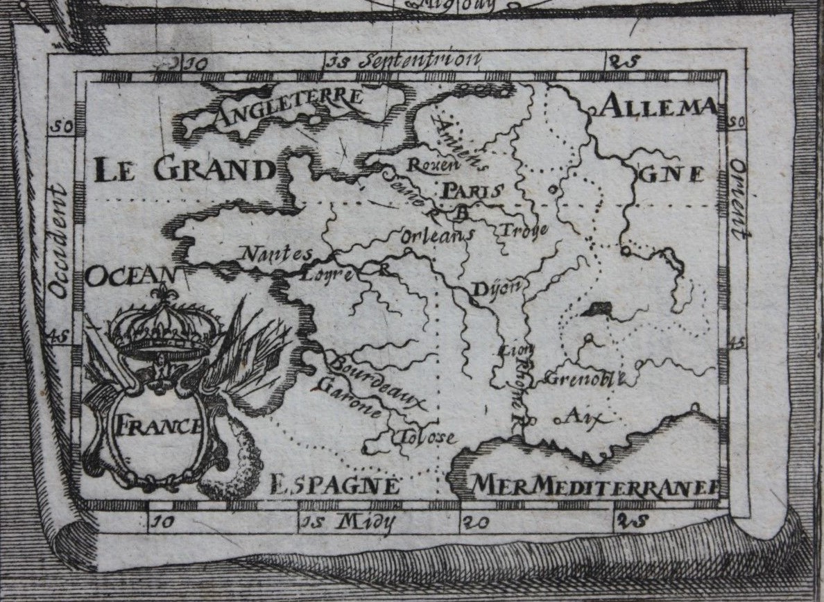 Original antique map PLANISPHERE DU MONDE, FRANCE, Alain Manesson Mallet c.1686