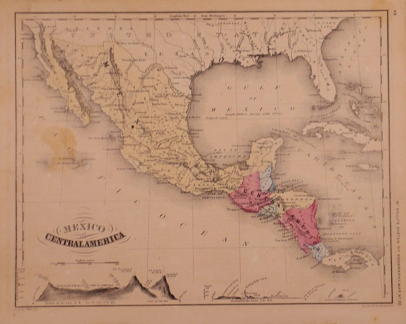 1860 Map ~ MEXICO -CENTRAL AMERICA – McNally ~ (10×12)-#04