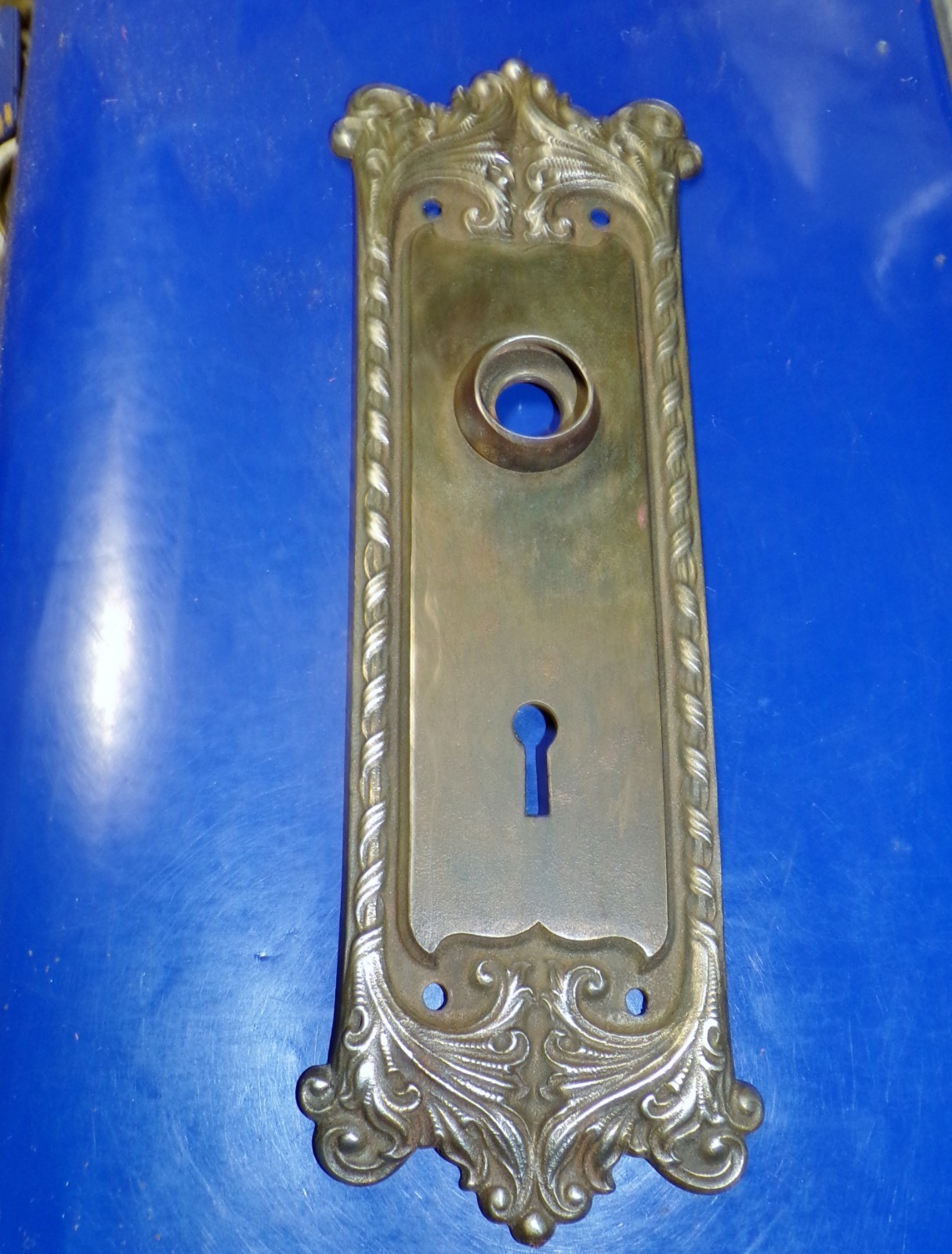 Ornate Antique Iron Doorknob Backplate