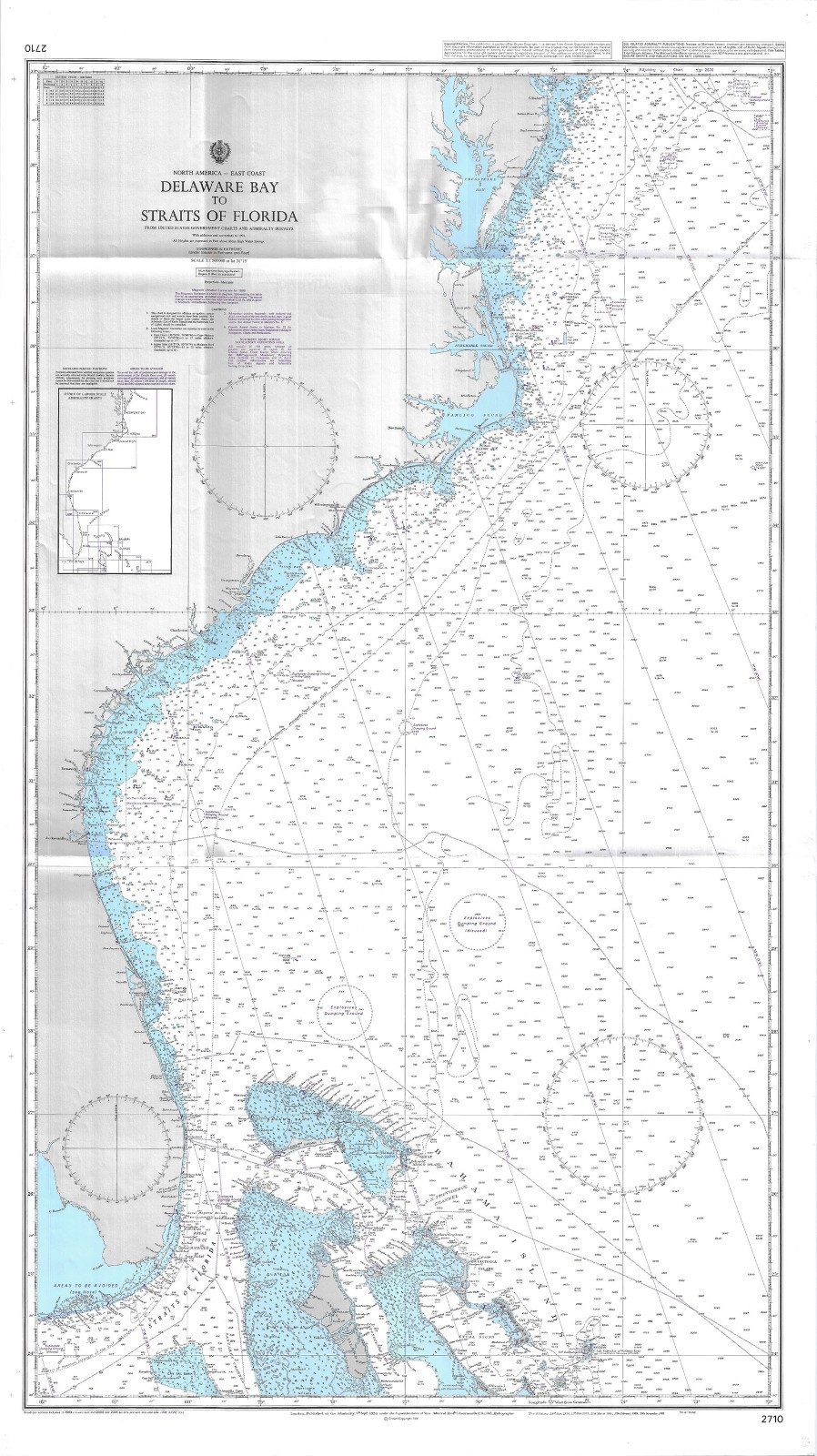 2710 North America East Coast Delaware Bay Straits Of Florida Chart Admiralty