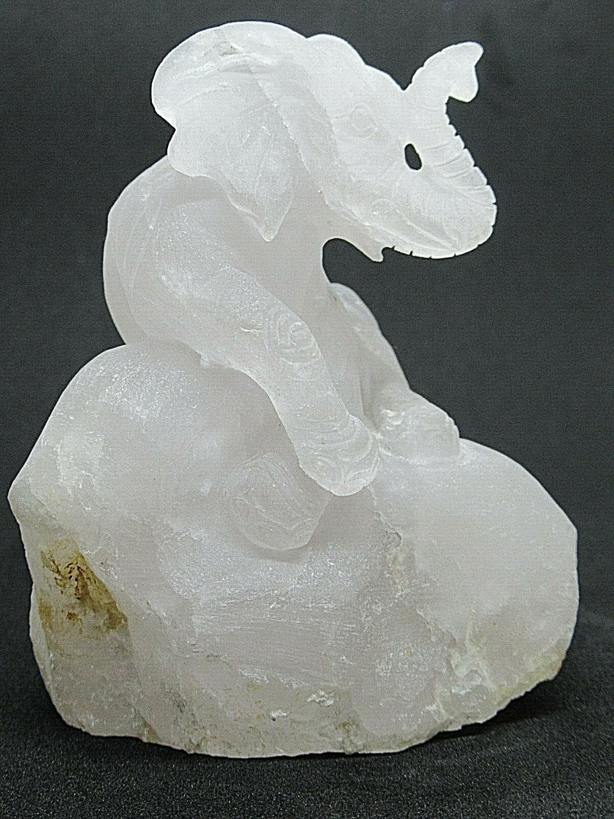 **1lb 4oz RARE Burmese Mist Chalcedony Elephant Carving**