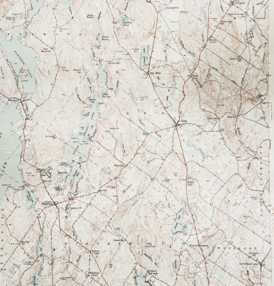 1950 Map USGS Topographic Gray Maine Antique Quadrangle Vintage TOPO23