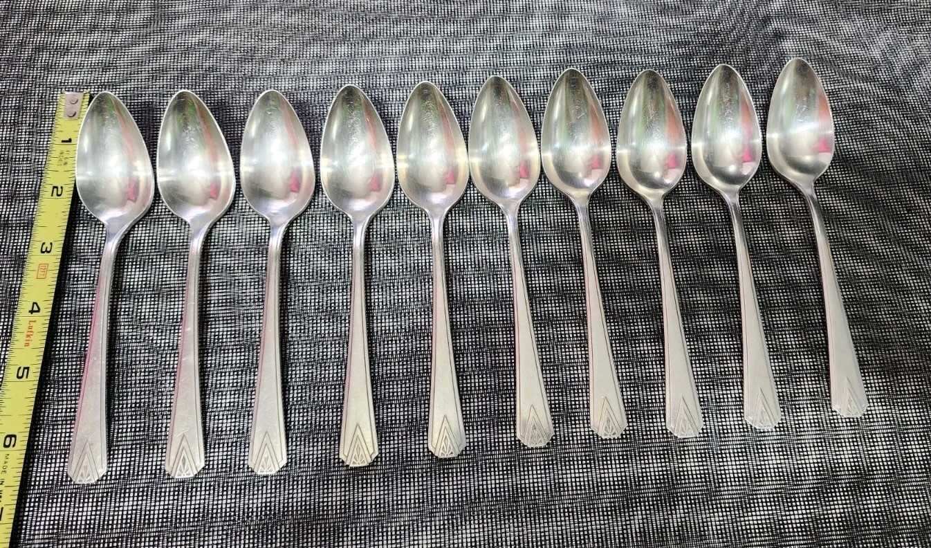 👌LOT OF 10 ART DECO c1929 DEAUVILLE SILVERPLATED TEASPOONS/ TEA SPOONS 🍵