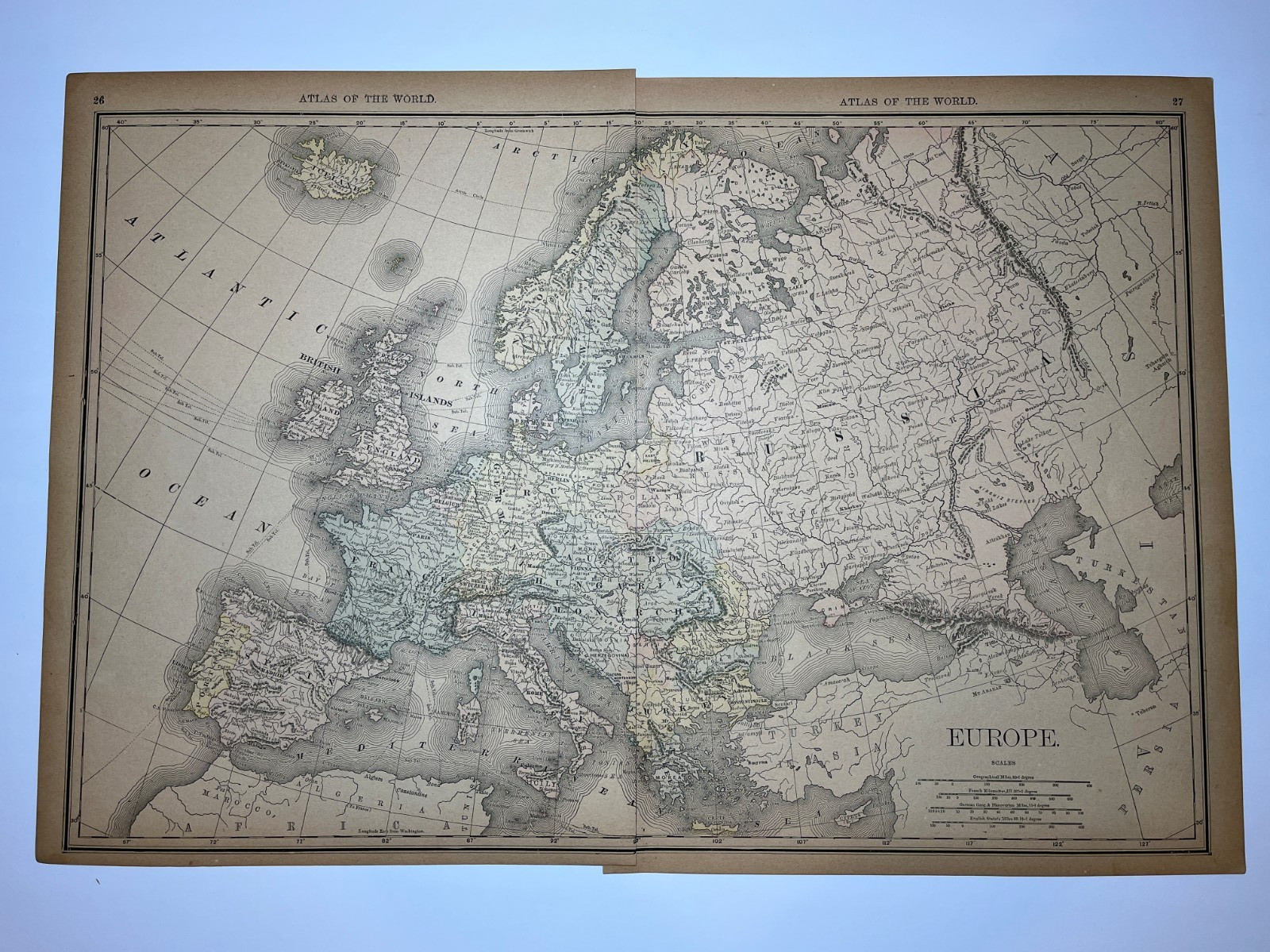 1890 2-Pc Map of EUROPE Fm 1890 Rand-McNally Atlas SEE PICs & DESCRIP