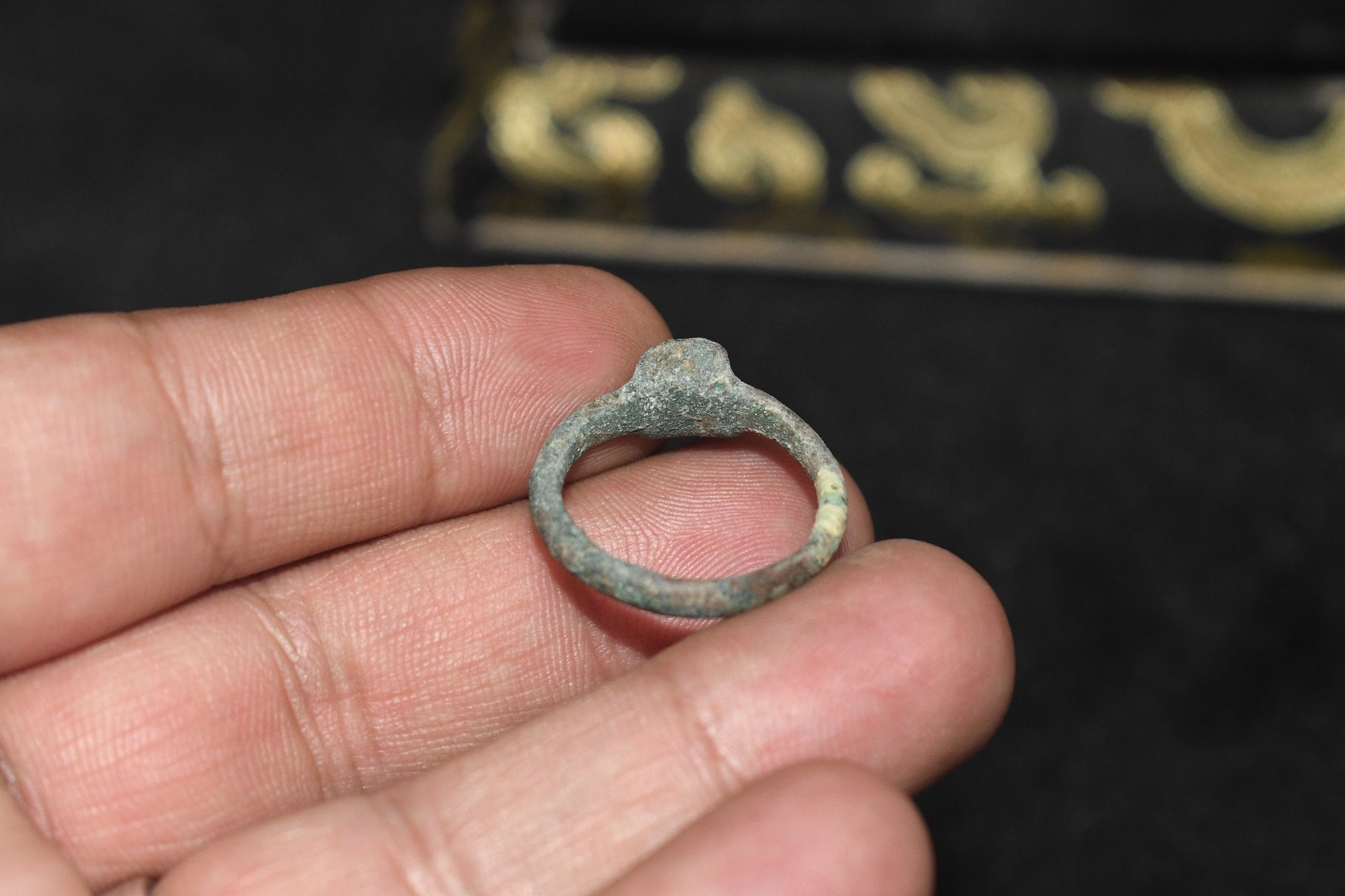Genuine Ancient Roman Bronze ring with Elevated Bezel in good Condition