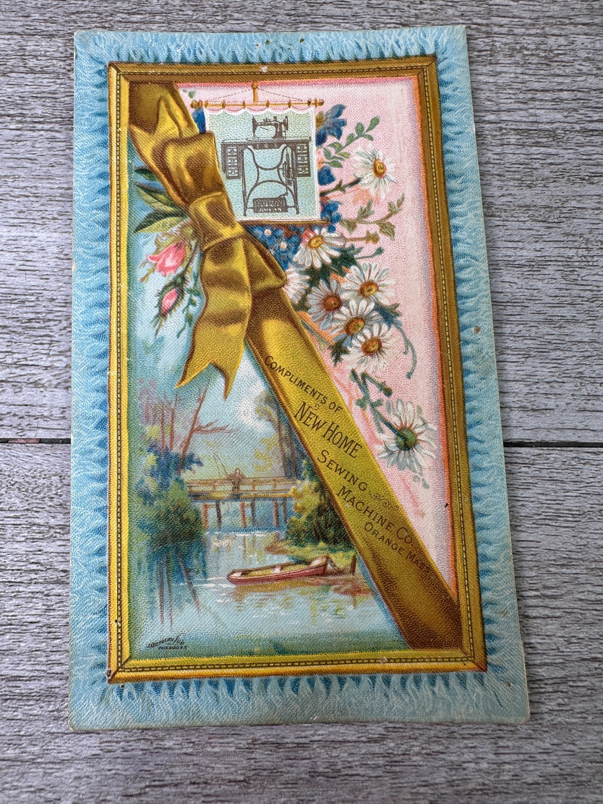 Antique New Home Sewing Machine Co. Advertising Card Louis Prang & Co. 1926