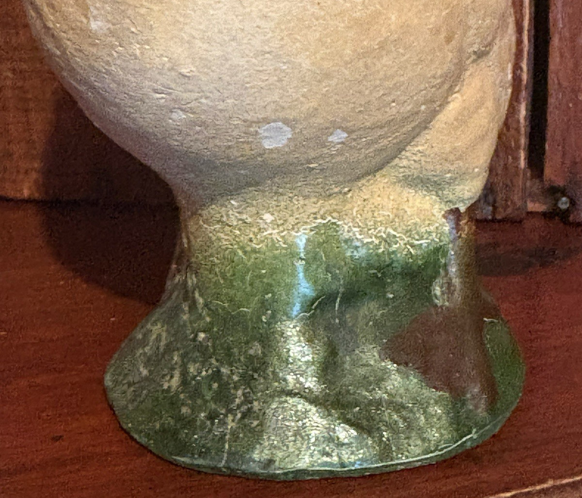 Large Antique Primitive Chalkware Chicken Figurine & Toy Wood Block AAFA