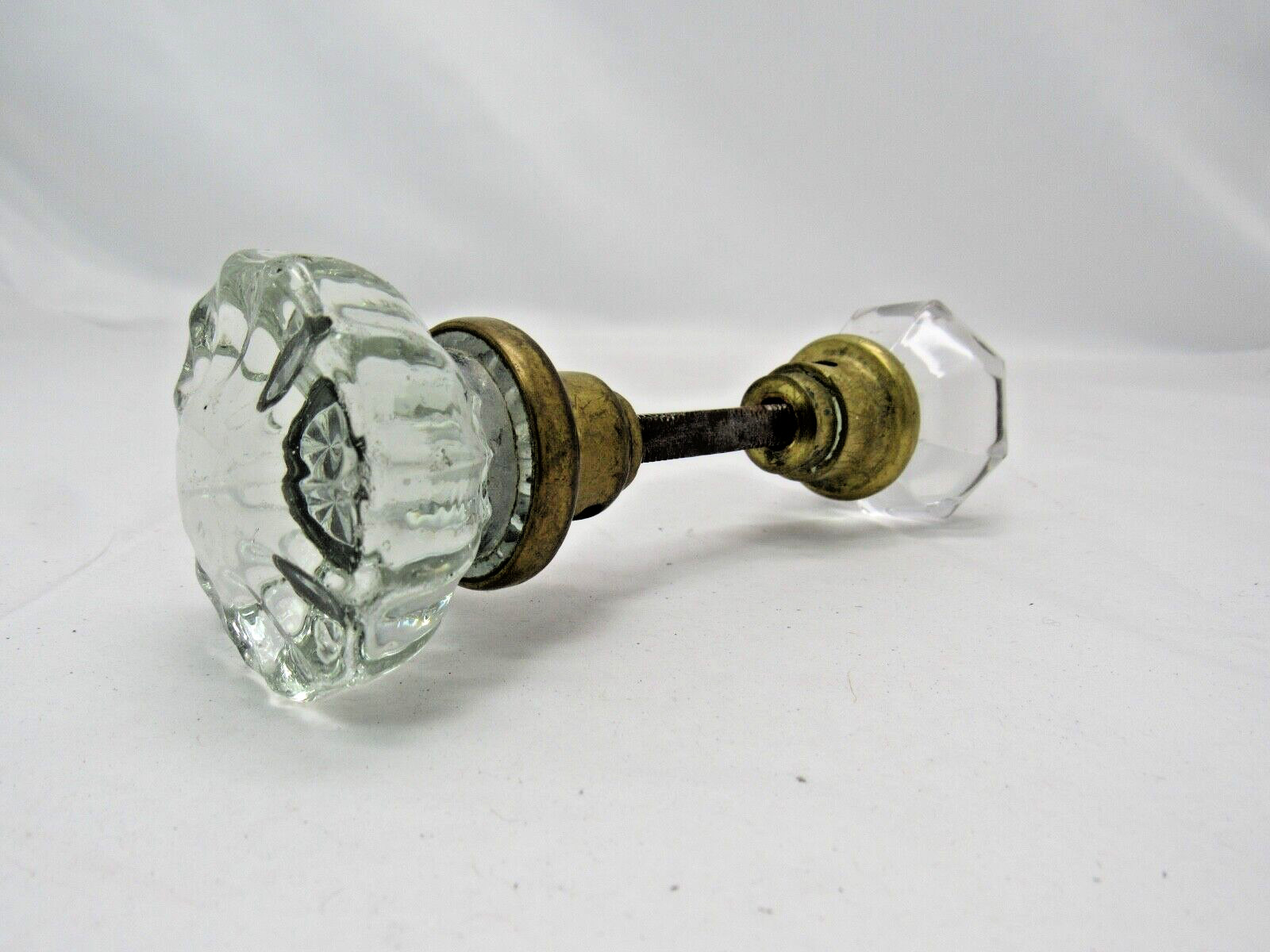 Antique Vintage Glass Door Knobs 12 Sided / 8 Sided Octagon Shape Set