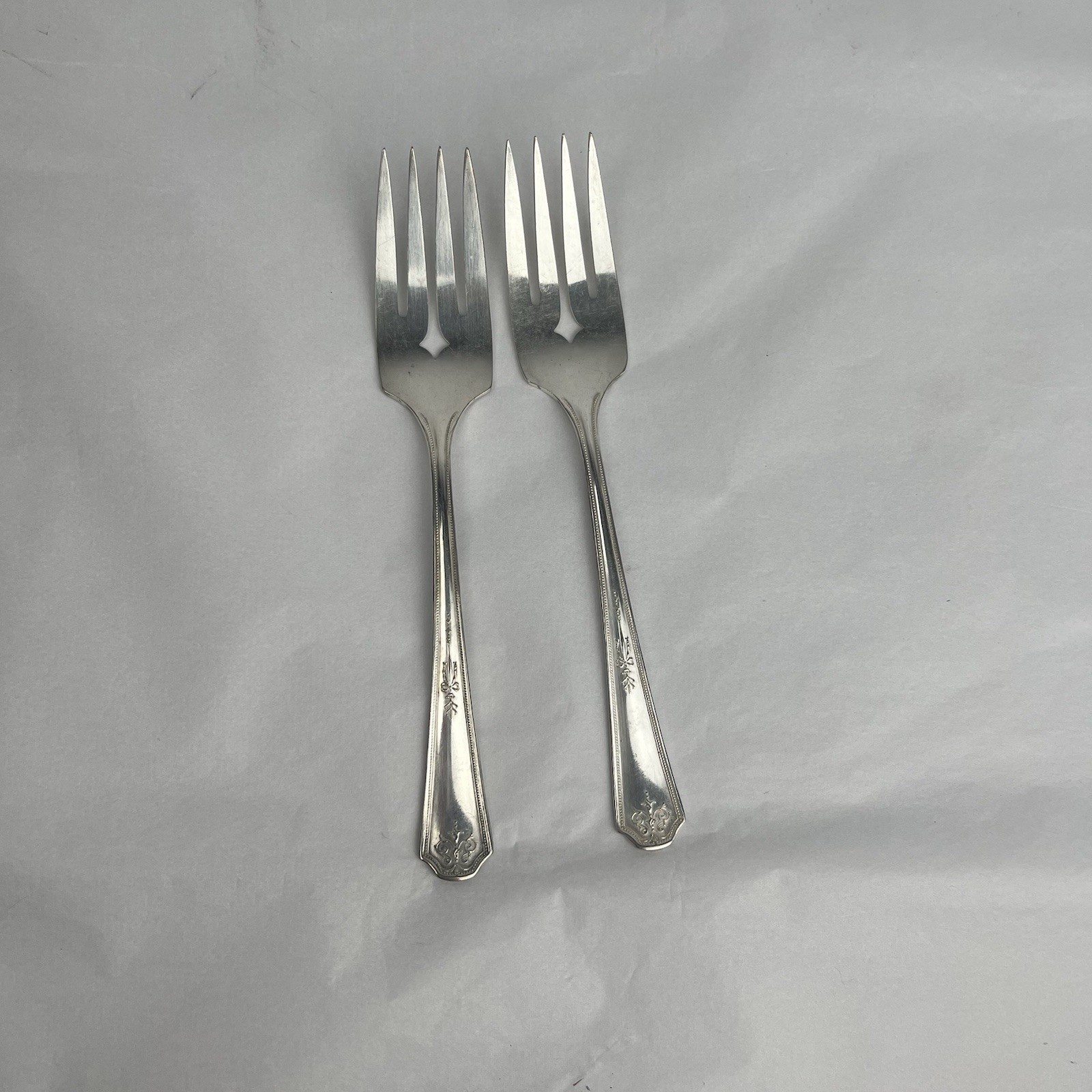 2 Pc Vernon Silver Plate Forks Flatware Silverware Antique