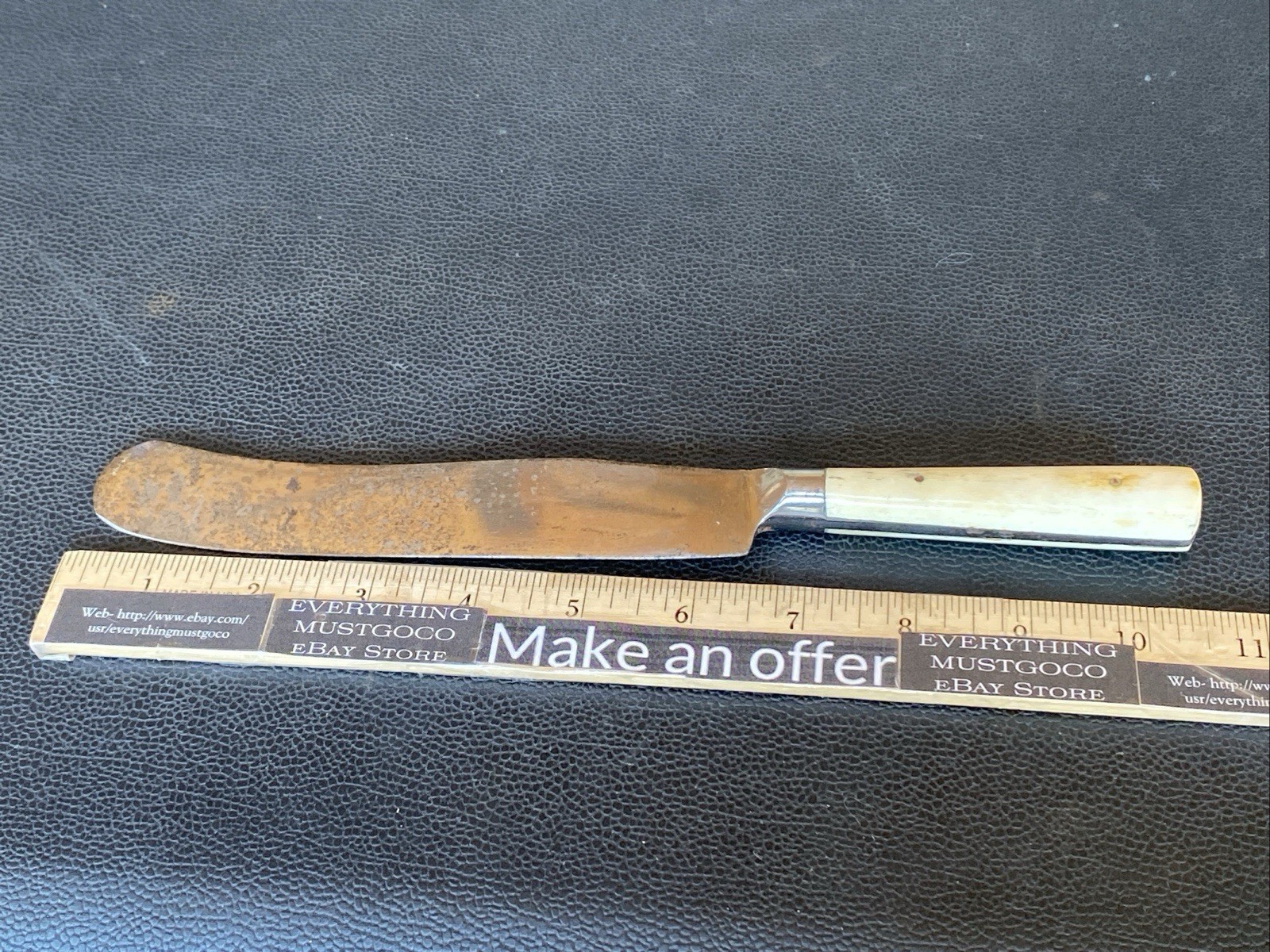 HEAVY CIVIL WAR ERA ANTIQUE BONE HANDLE 10.5” KNIFE CUTLERY 6.5” BLADE FULL TANG