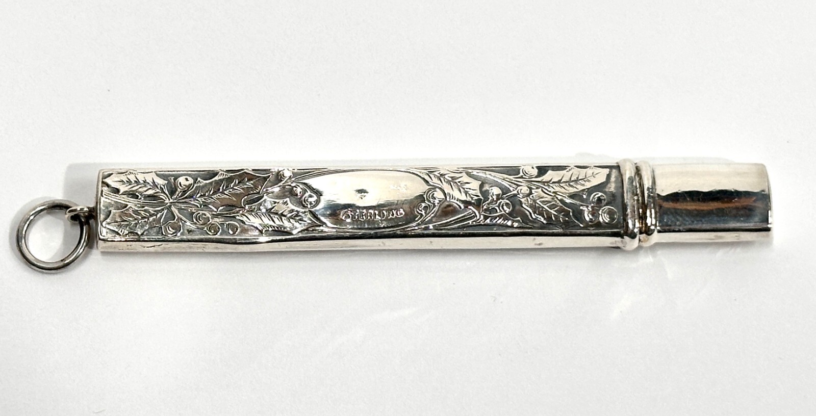 Victorian Sterling Silver Pencil Holder Antique Chatelaine Tool Charm Pendant