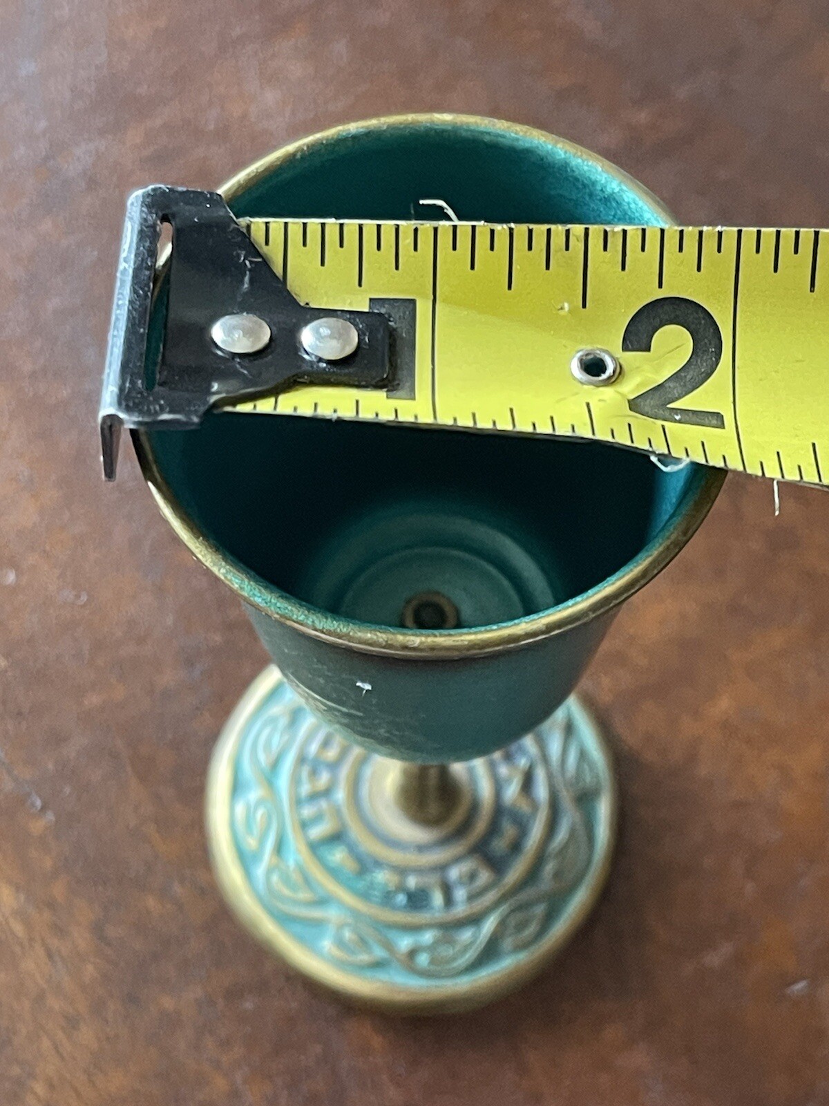 Two Israel Hakuli Hand Painted Goblet Sabra Bright Blue Green 5” Tall