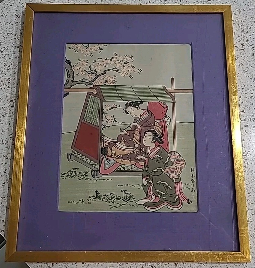 Japanese Woodblock Print Reproduction Suzuki Harunobu “Two Ladies in the Spring”