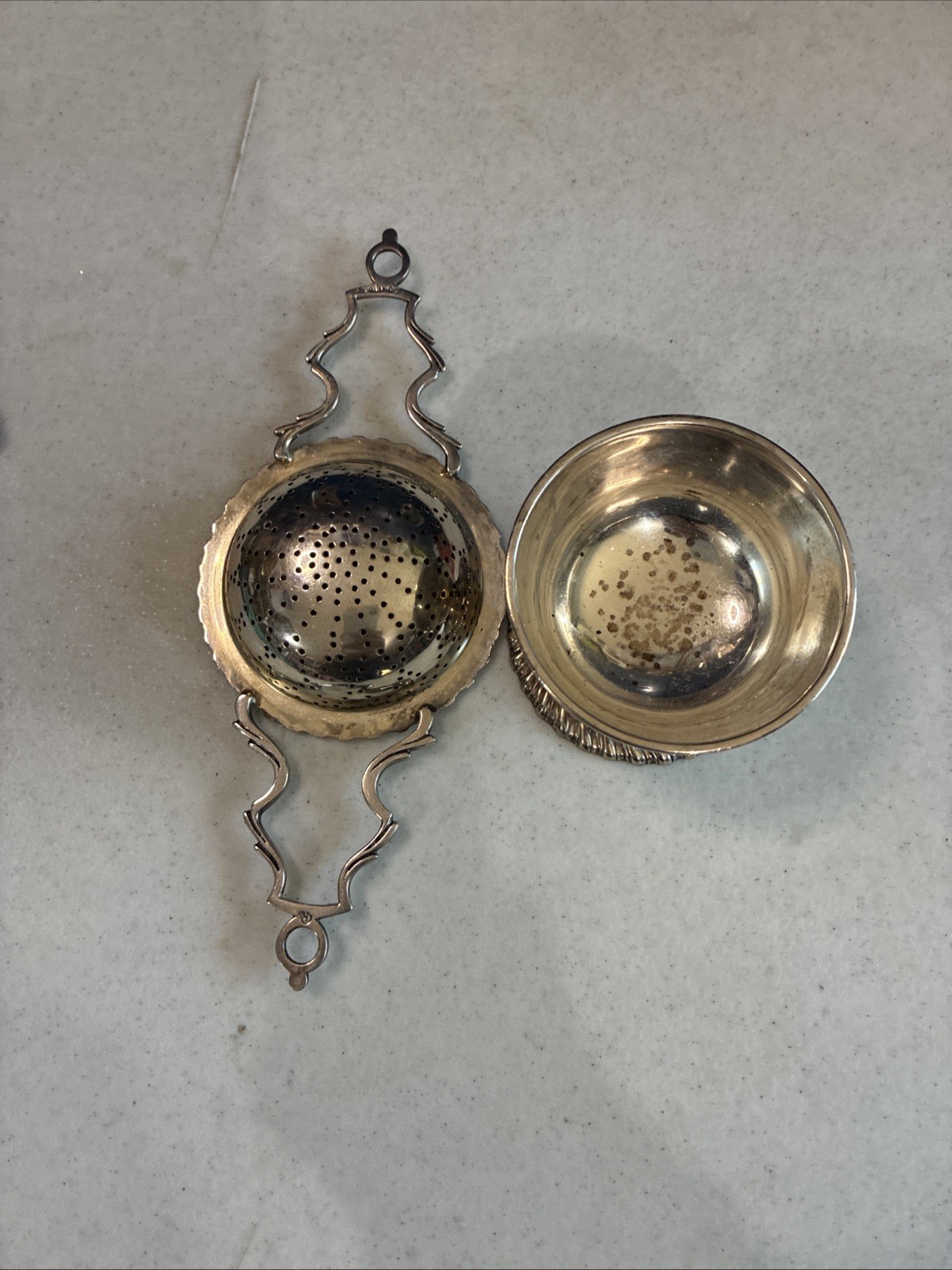 Antique Sterling Silver TEA STRAINER Set Circa 1920’s (5 Oz Silver)
