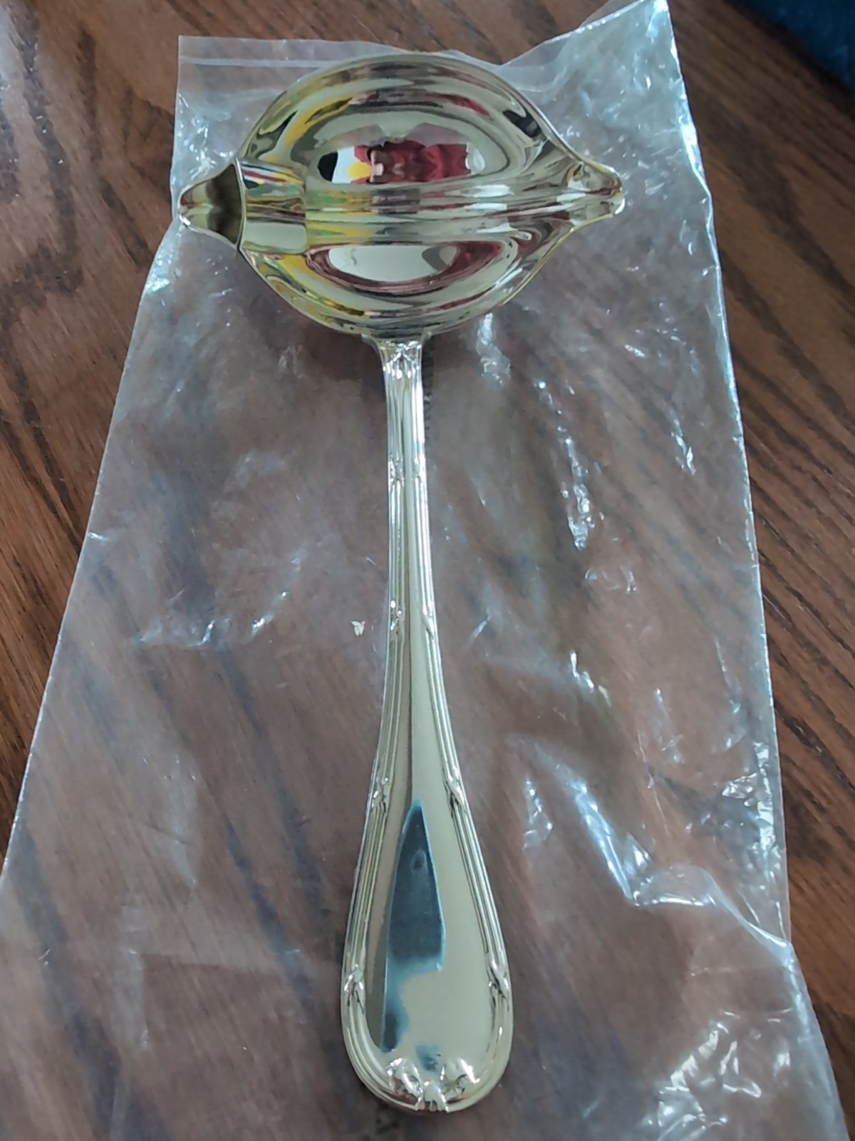 Christofle France Silverplate RUBANS Gravy Ladle~Double Spouted ~Excellent