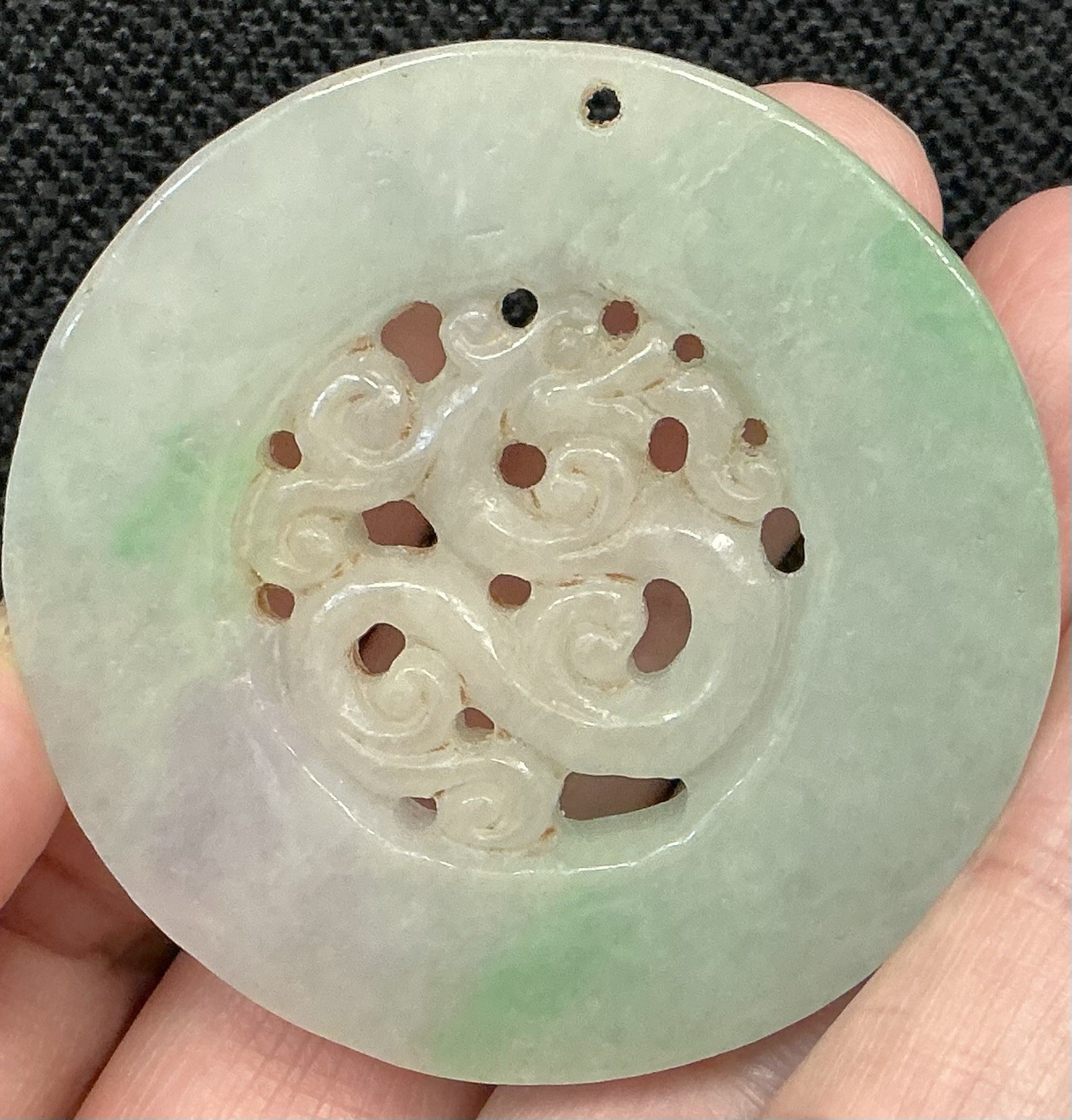 Natural Jadeite Bi Disc Pendant – 53mm, 50g