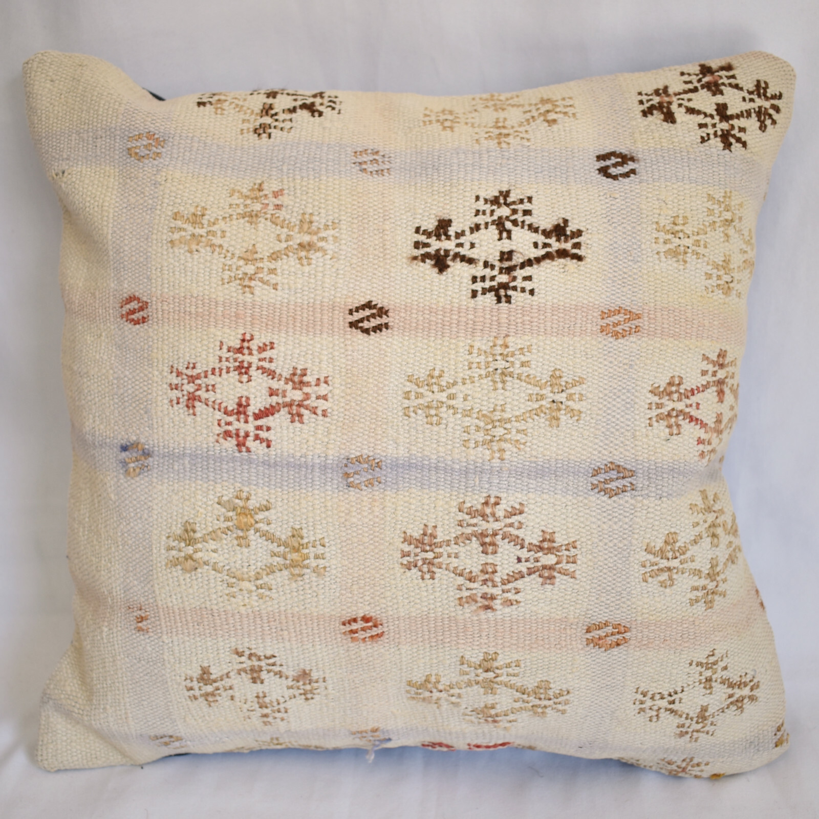 Turkish Kilim Rug Throw Pillow Cover Cushion Cover 16”x16” Nomad Vintage Kelim