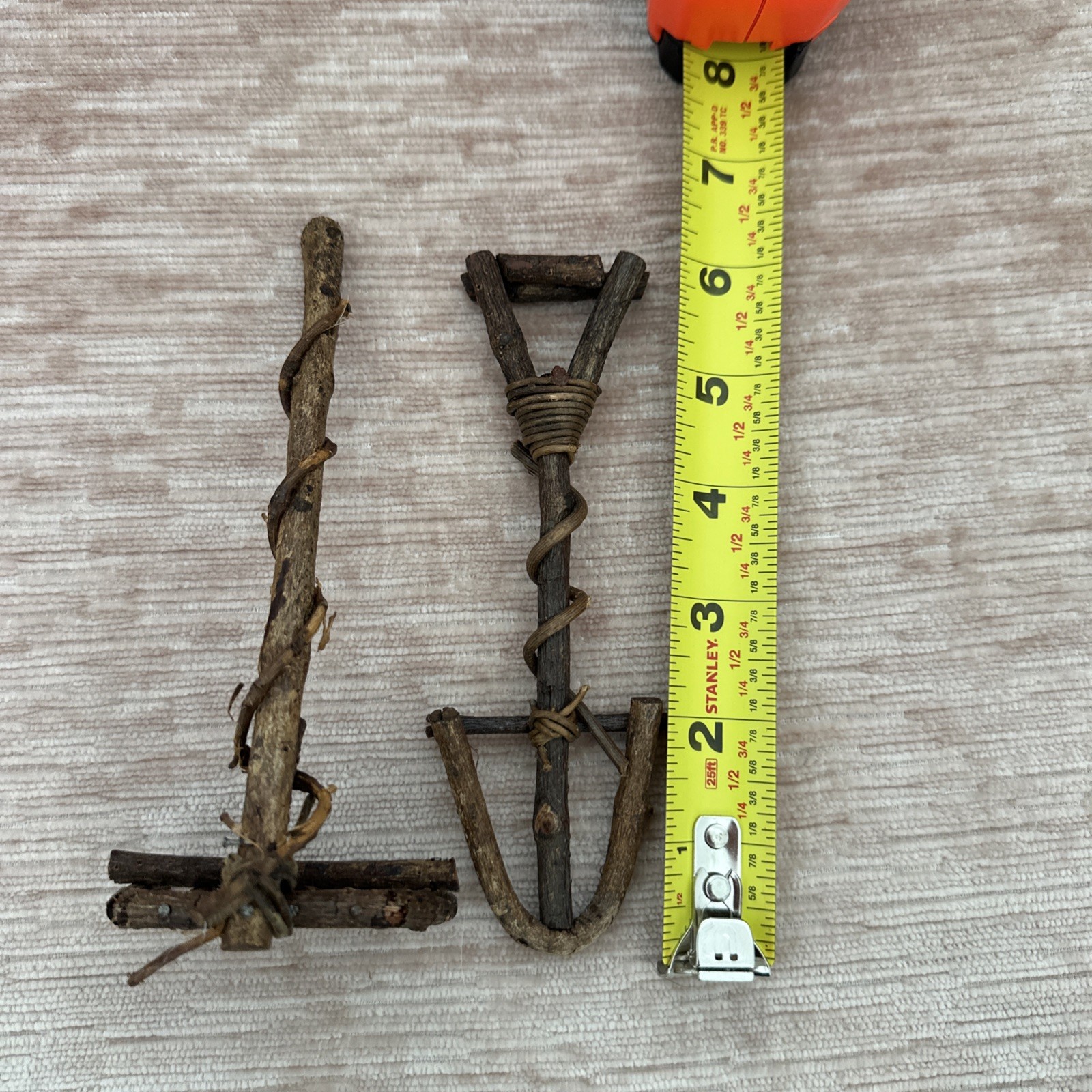 Primitive Rustic Wall Decor Wooden Hand Rake Garden Tools Miniature Farmhouse
