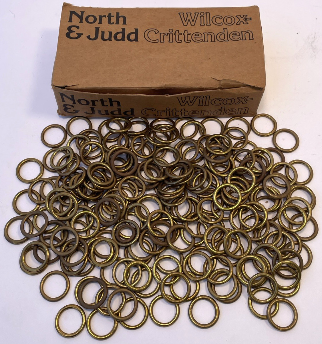197 x Wilcox Crittenden North & Judd 3/4″ ID 1″ OD Brass Rings Ring U.S.A. Made