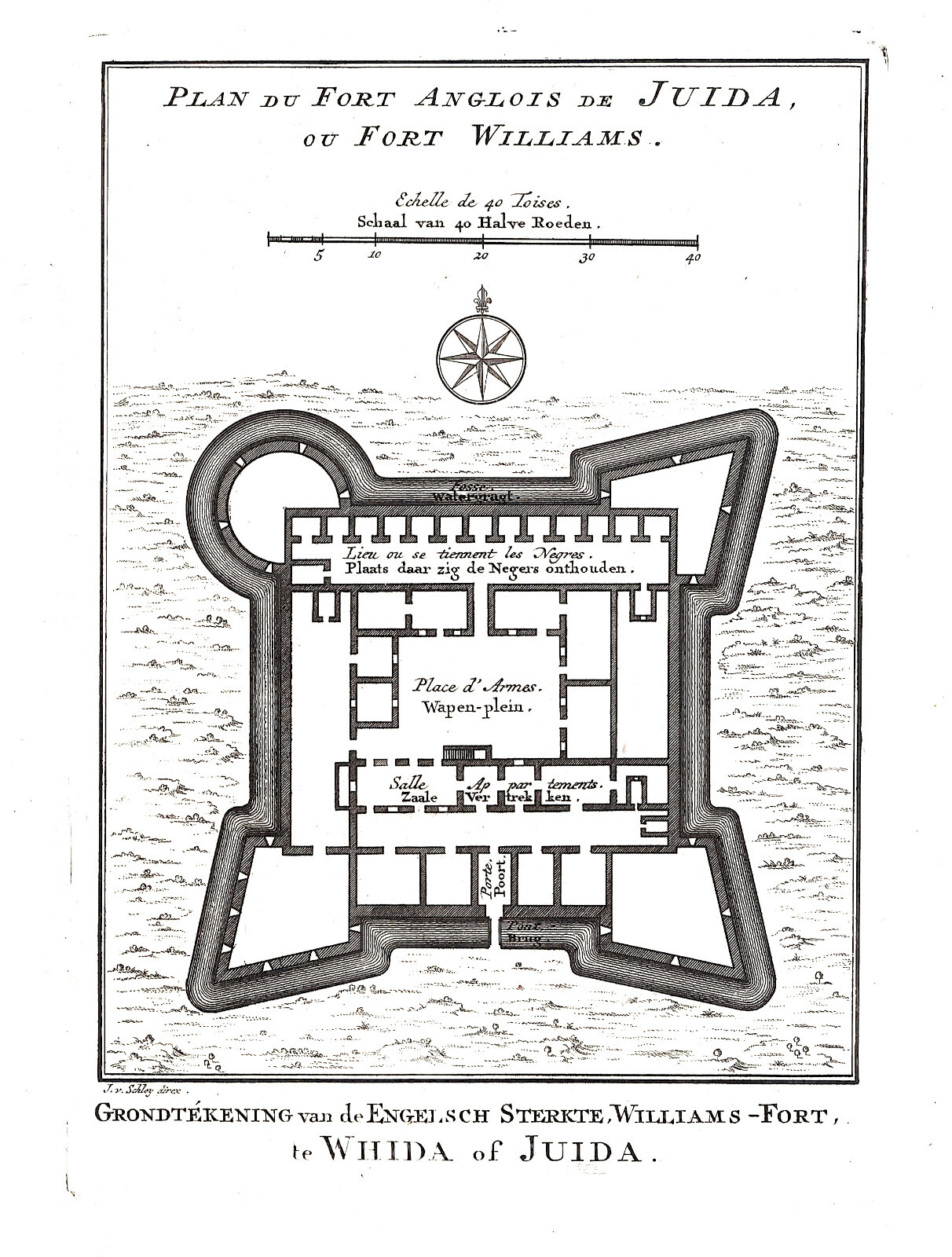 BENIN OUIDAH “Grondtekening van de Engelsch Sterkte” 1760 J. Van der Schley