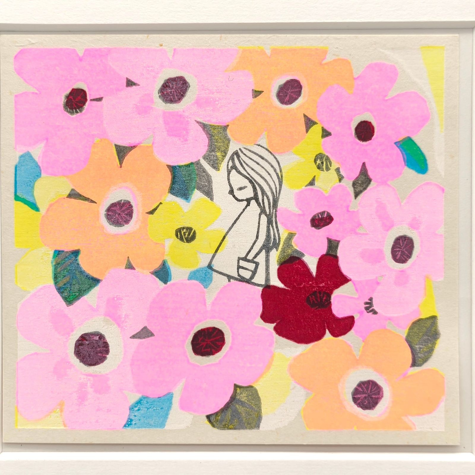 Shuzo Ikeda Japanese Woodblock Print “Little Flower” Takeyoshido C Condition