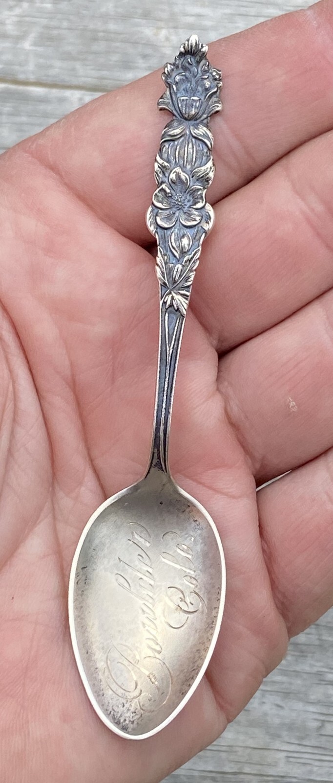 Antique 9 grams Sterling Silver Souvenir Spoon BOULDER COLO. Colorado