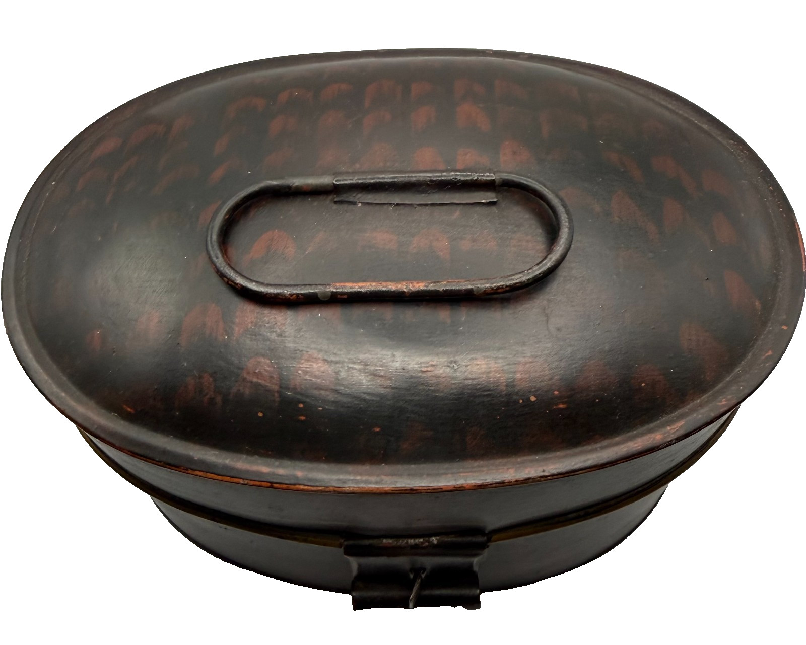 Small 19 Century Stenciled Black Tin Tole Ware Box