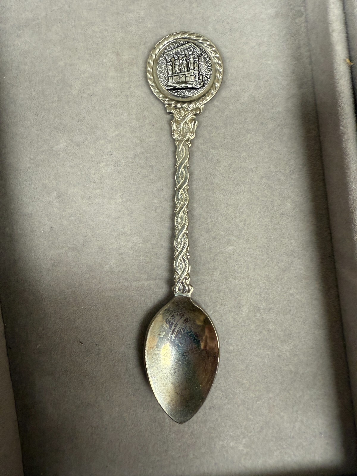 Vintage Parthenon Greece Decorative Silver Collectible Retro Souvenir Spoon 4336