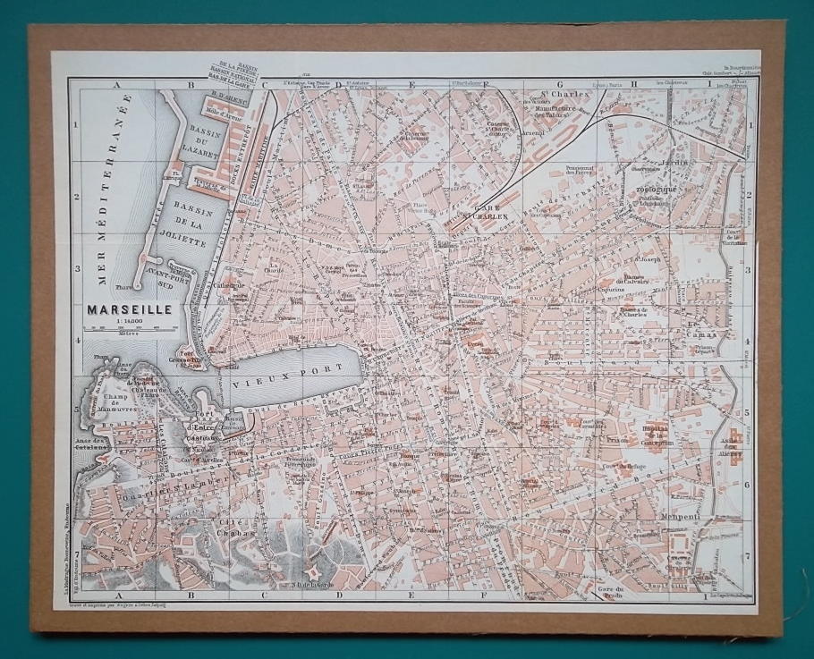 FRANCE Marseilles City Town Plan – 1911 MAP 8.5 x 11″ (22 x 28 cm)