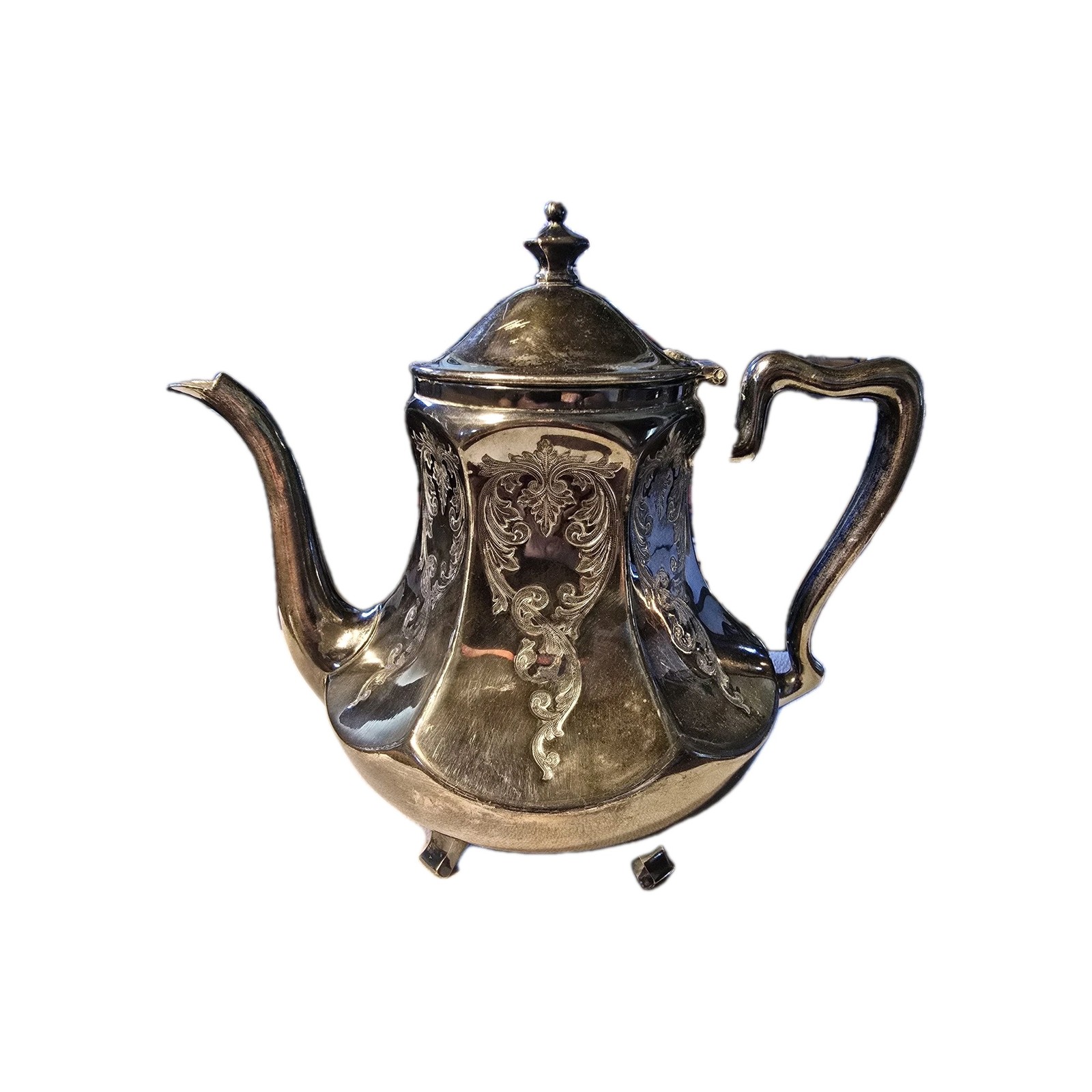 Antique Eureka Silver Co Quadruple Plate Teapot #1510 Ornate Floral Victorian…