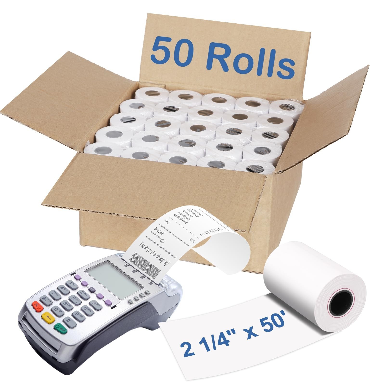 2 1/4″ x 50′ Thermal Paper Rolls (50 Rolls), BPA Free Receipt Paper, 58mm The…