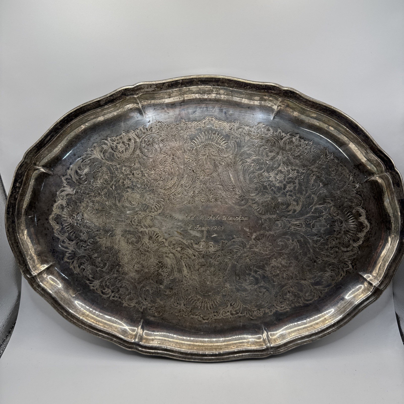 Vintage OVAL 14.5” Silver Plated Serving Tray 1988