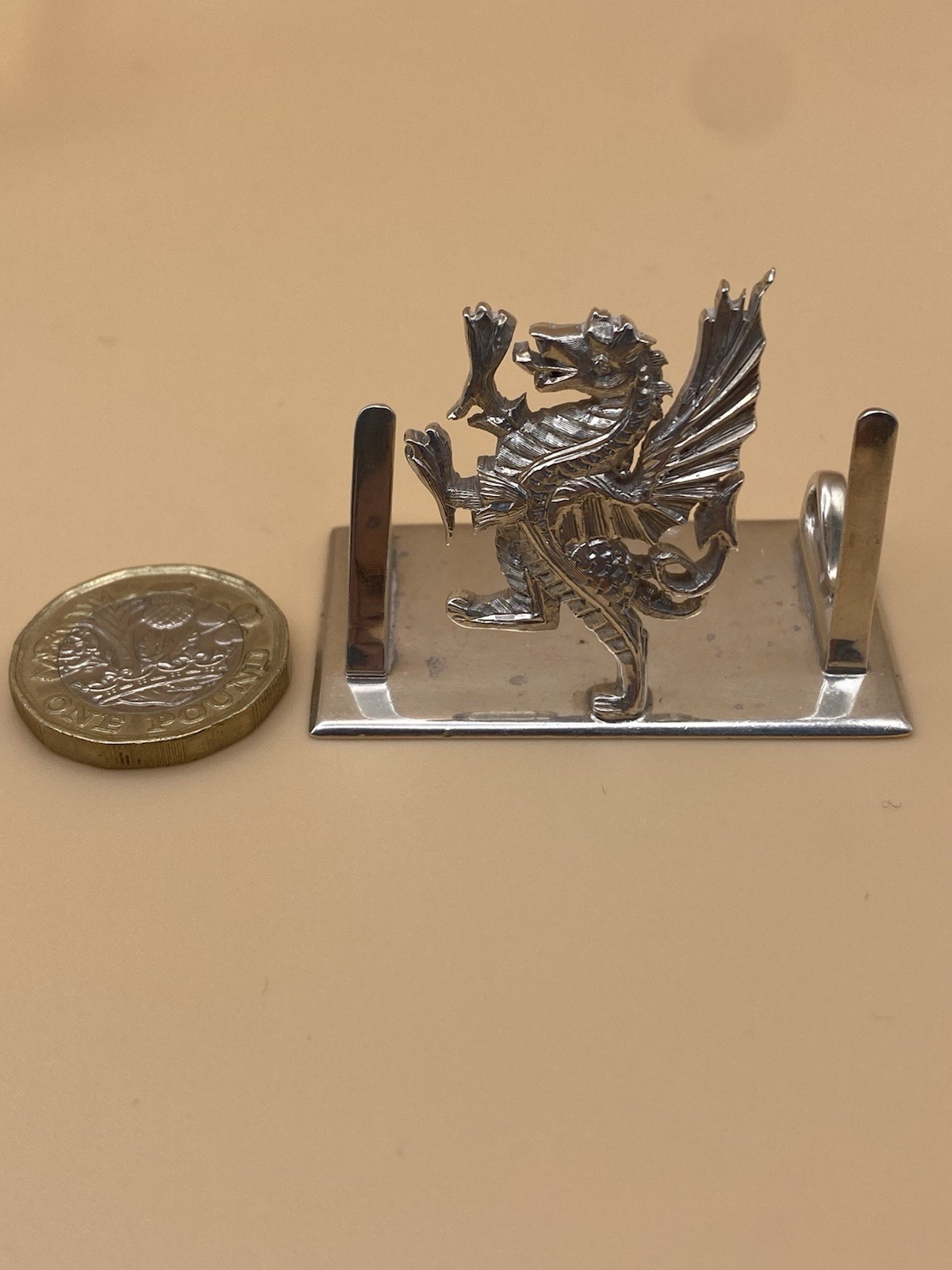 SET 4 STERLING SILVER DRAGON MENU PLACE HOLDERS CHESTER STOKES & IRELAND 1908/10