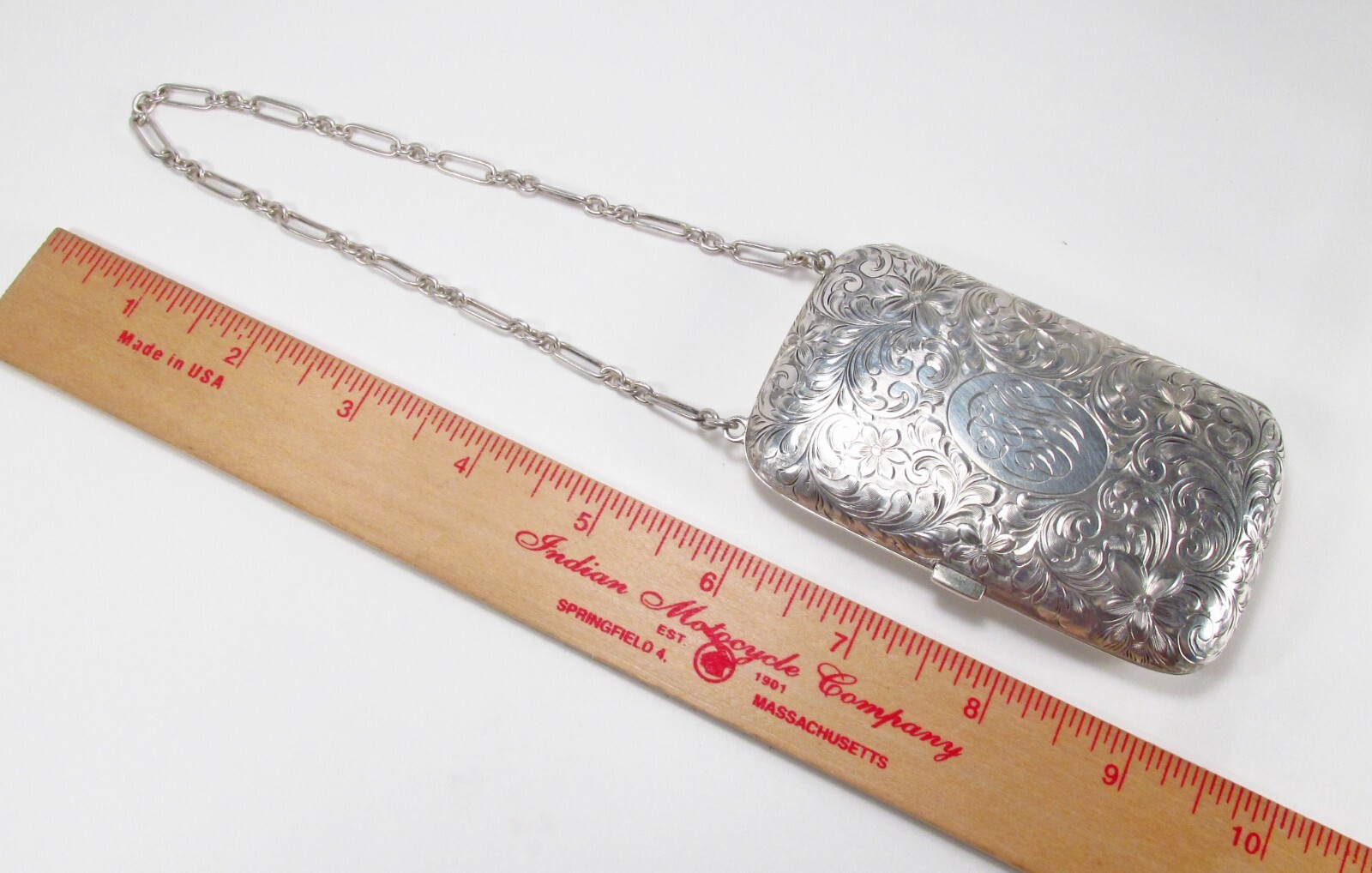 Vintage Watrous USA Sterling Silver Wristlet Dance Card Case Coin Purse Wallet
