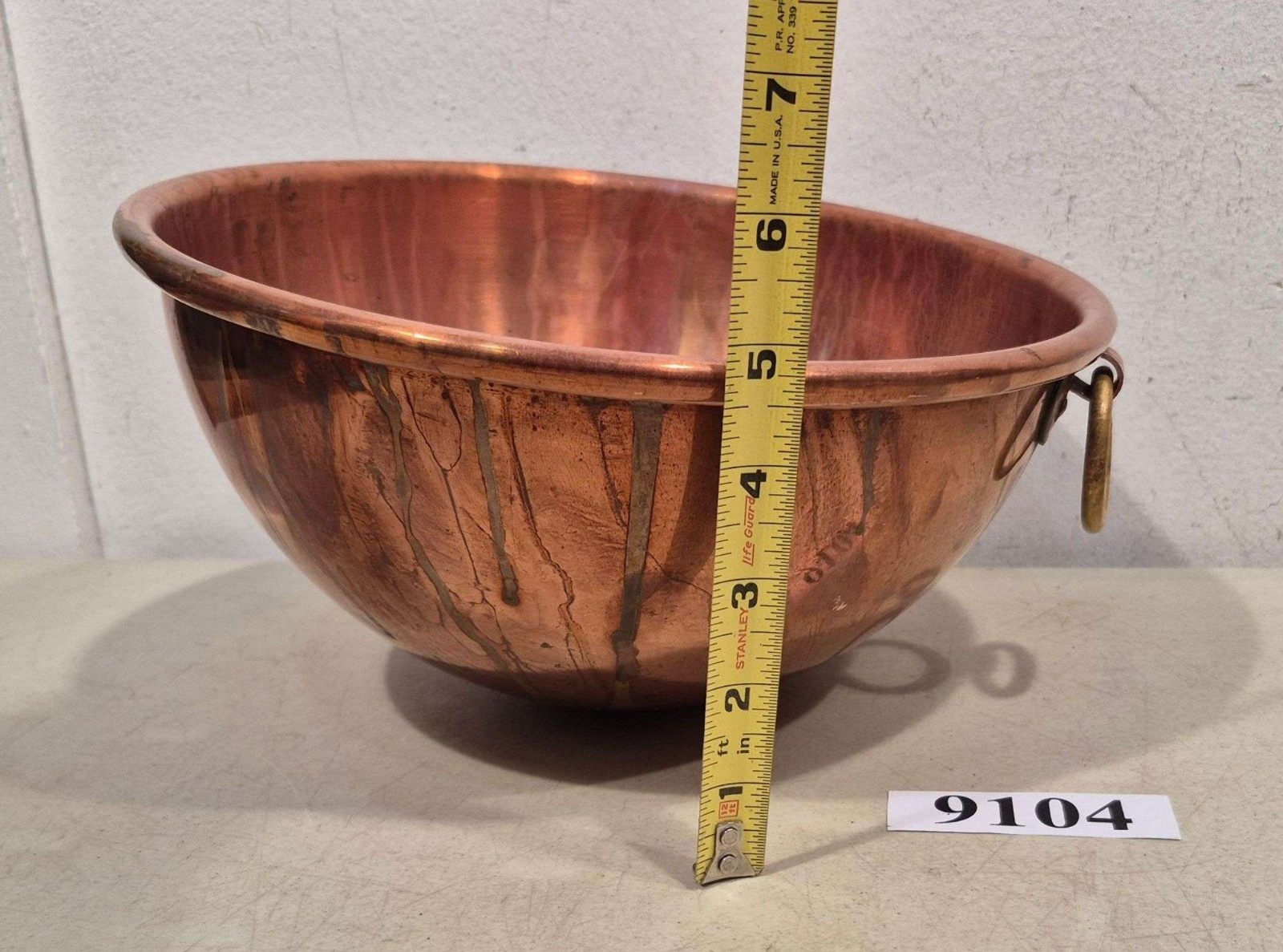 5 Matching Graduated Handcrafted Antique Solid Copper Confectioner Cooking Bowls