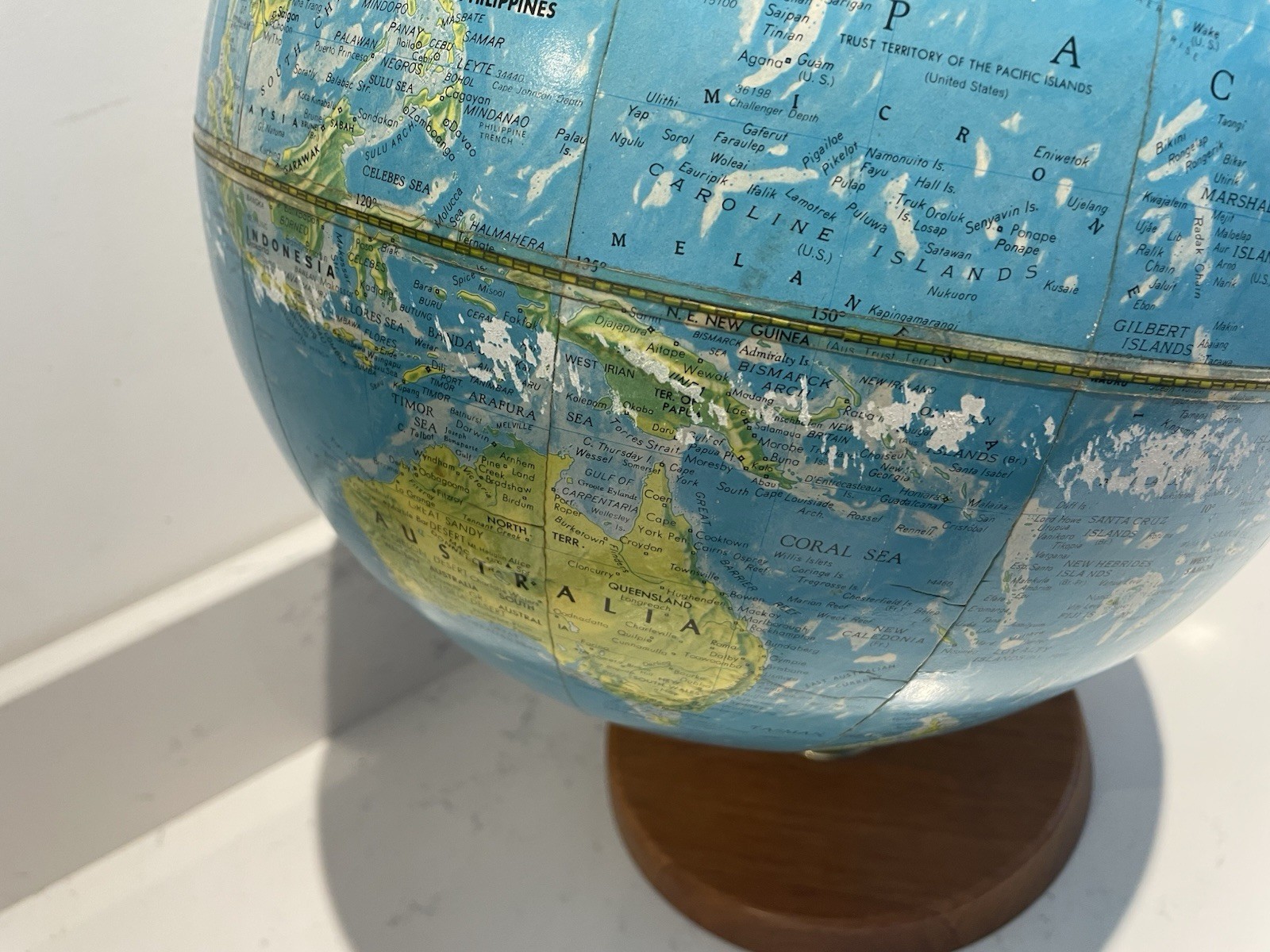 QUALITY VINTAGE 12” TABLE WORLD GLOBE, SCAN-GLOBE COPENHAGEN 1971 MCM Danish 70s