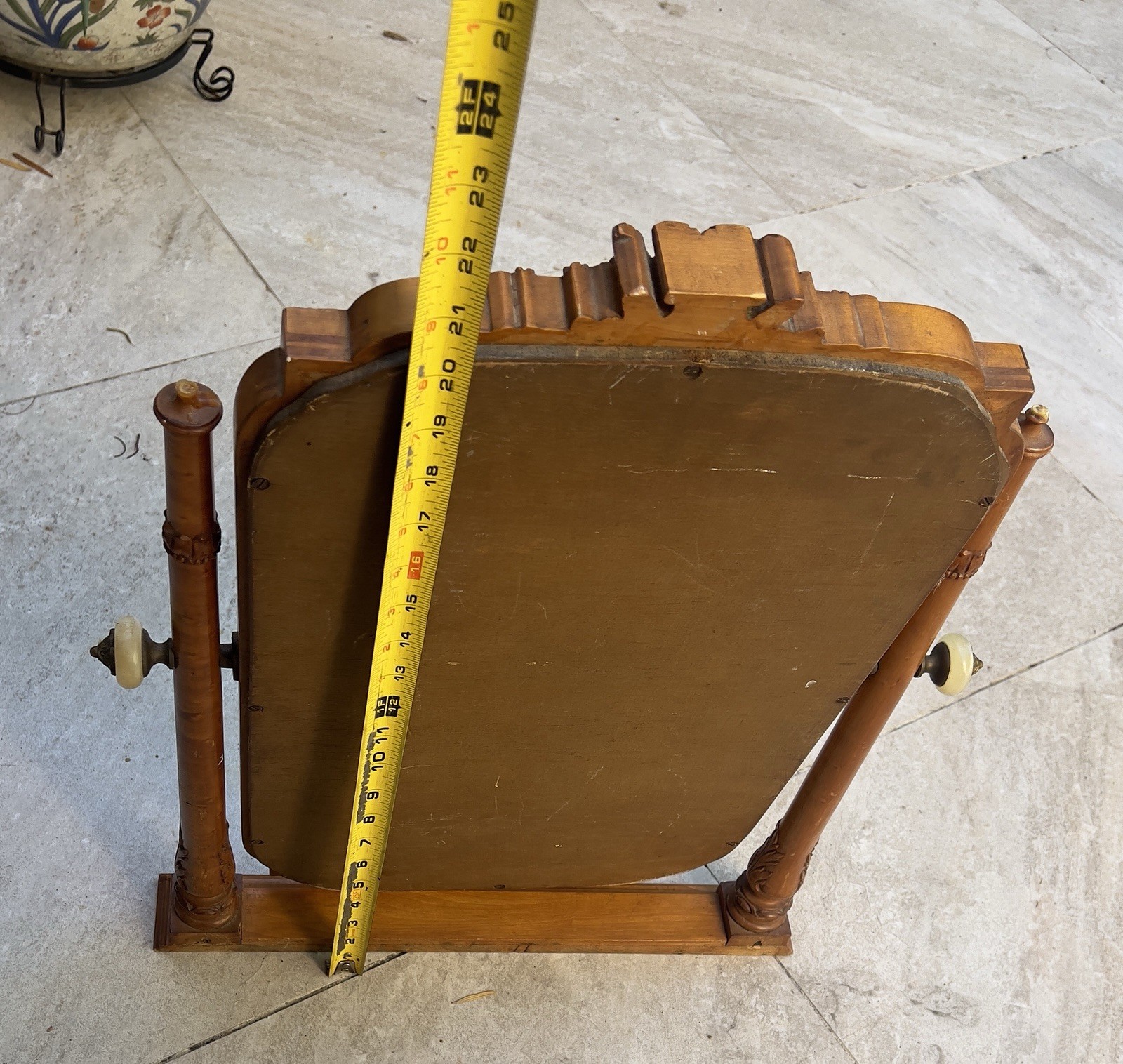 Antique Walnut Vanity Mirror Dressing Table Ornate Gentleman’s Shaving Beveled