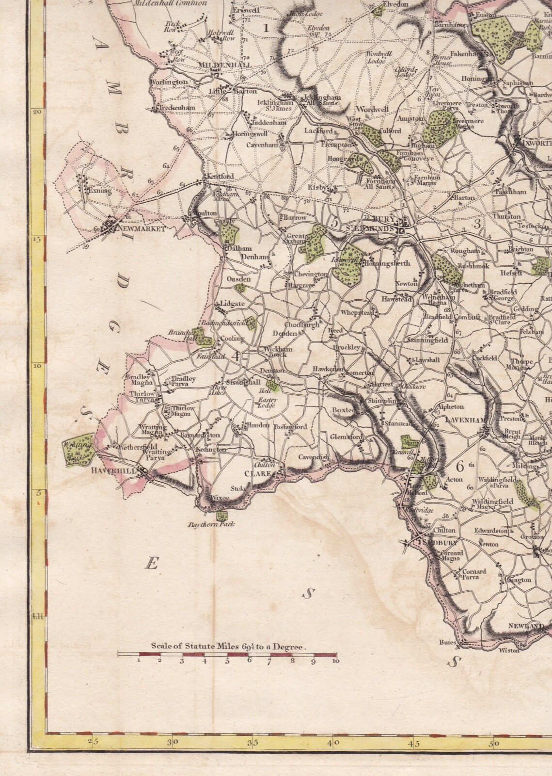 1805 Large John Cary Map – SUFFOLK, ENGLAND – Camden’s “Britannia” – Watermarked