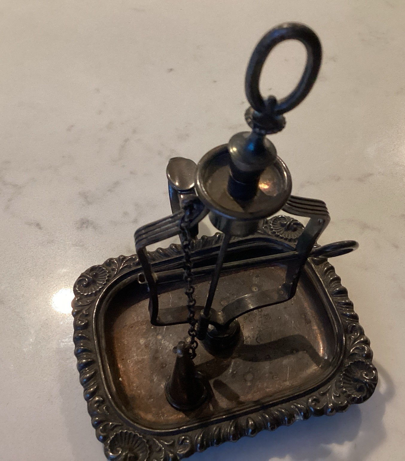 William Suckling silver plate ornate Snuffer Tray And Stand Ashtray Victorian