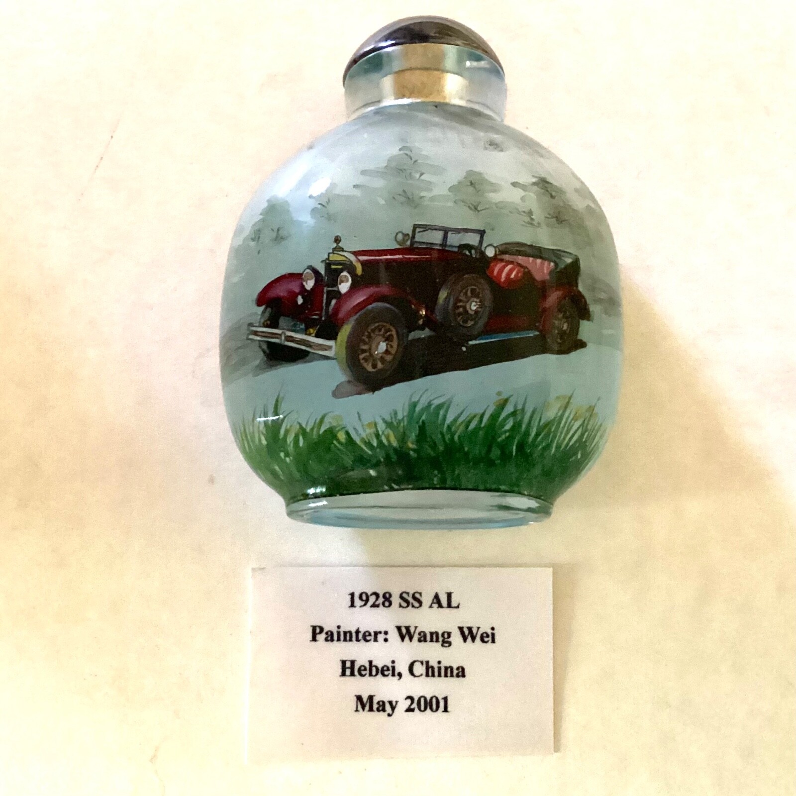 ~Inside Reverse Painted Snuff Bottle – 1928 Mercedes Benz Ss Tourer Automobile