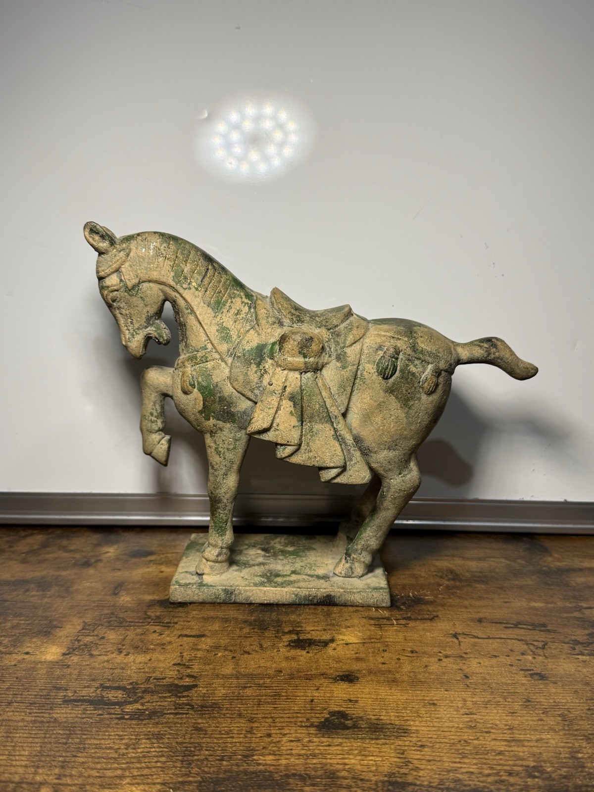 Vintage Large Warhorse Tang Dynasty Style Cast Iron Horse Statue Sculpture