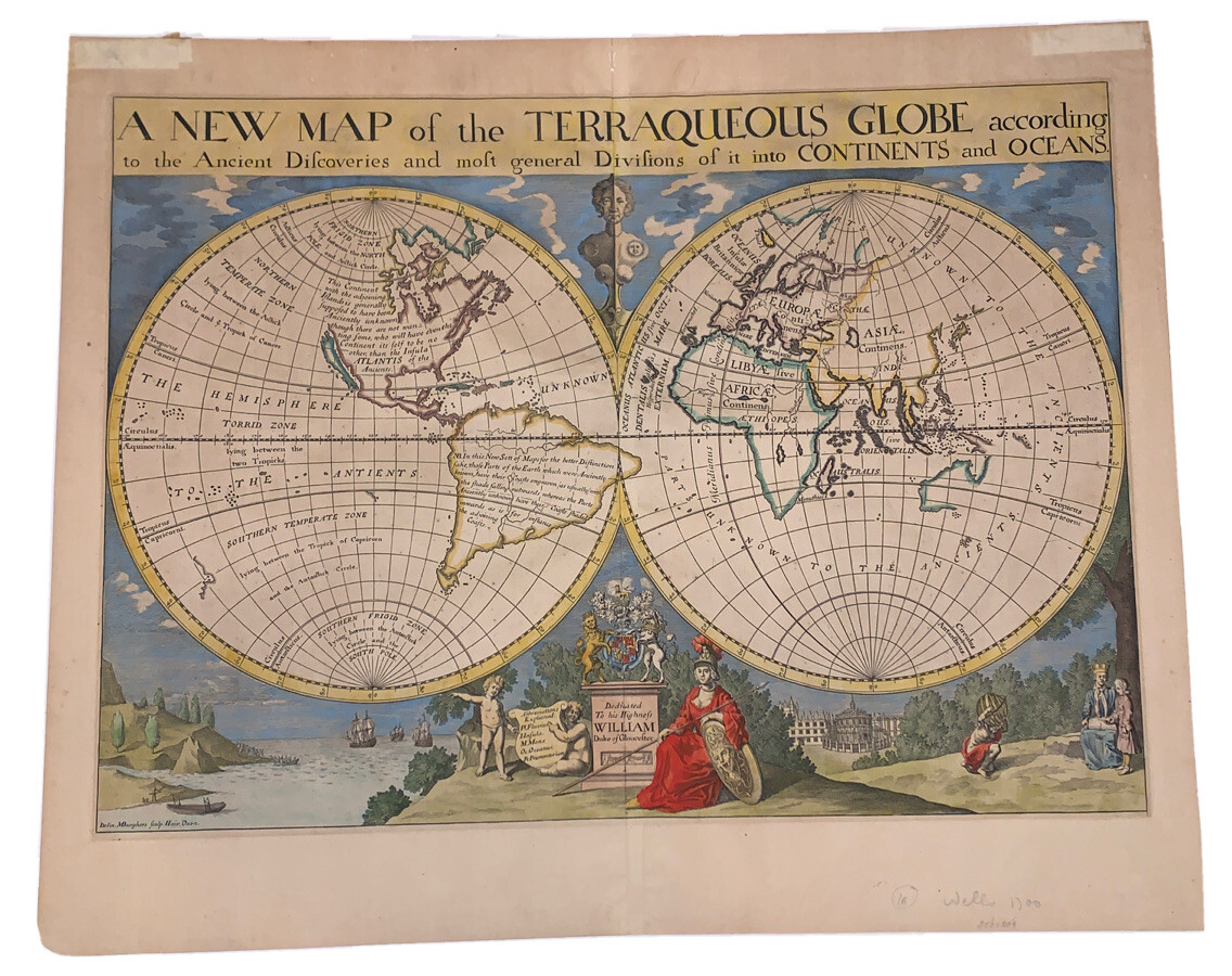1700, A NEW MAP OF THE TERRAQUEOUS GLOBE, ATLANTIS, CALIFORNIA AS AN ISLAND