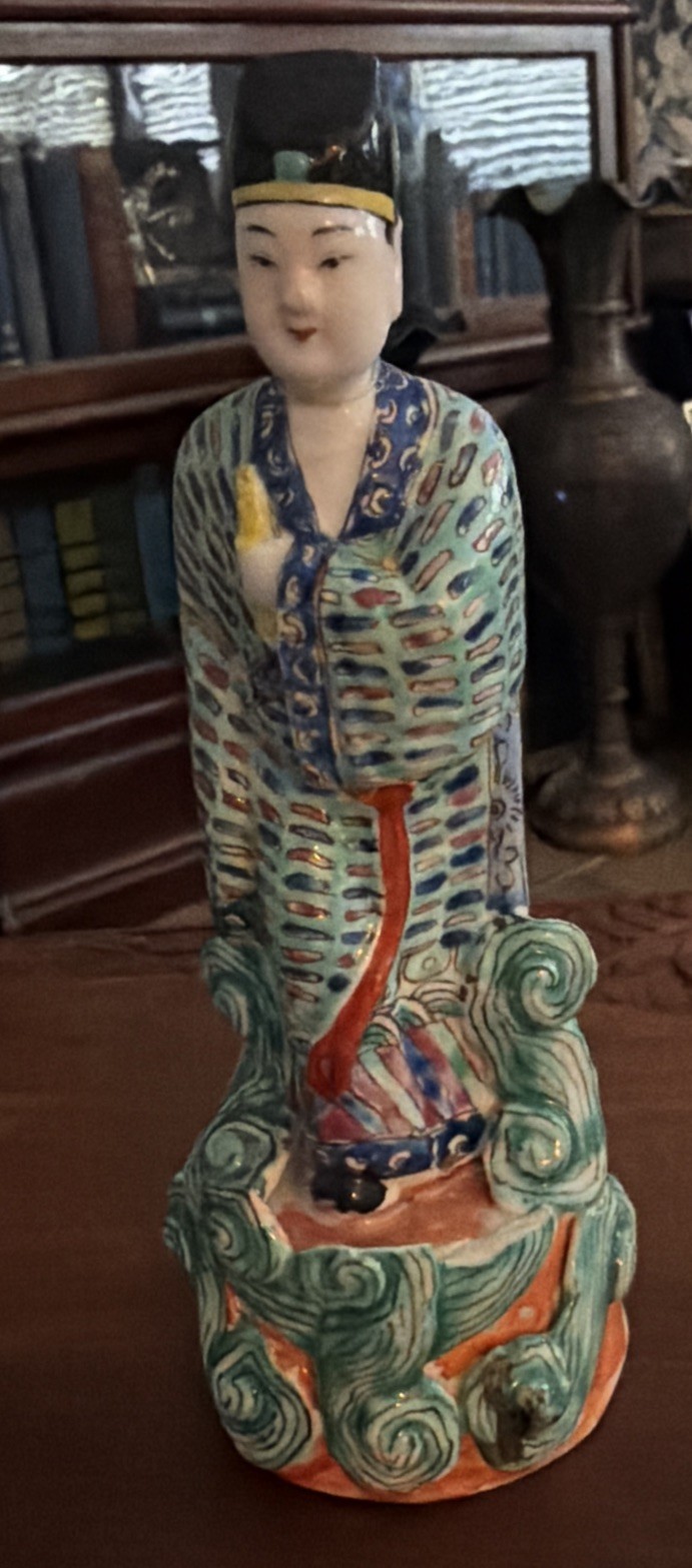 Antique Chinese Famille Rose Art Porcelain Pottery Male Figurine Statue
