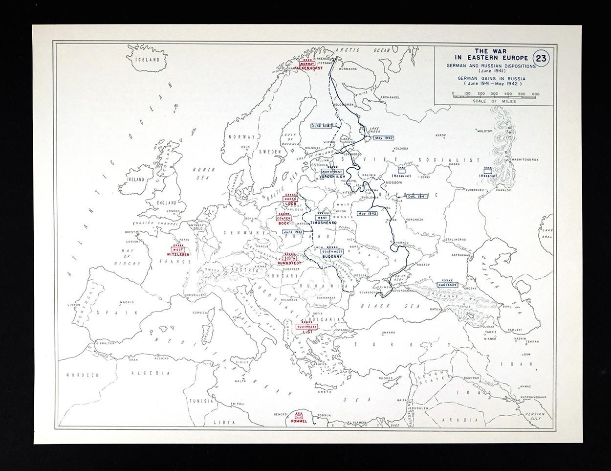 WWII Map 23 Eastern Europe German Russian Dispositions June 1941 Germany Russia
