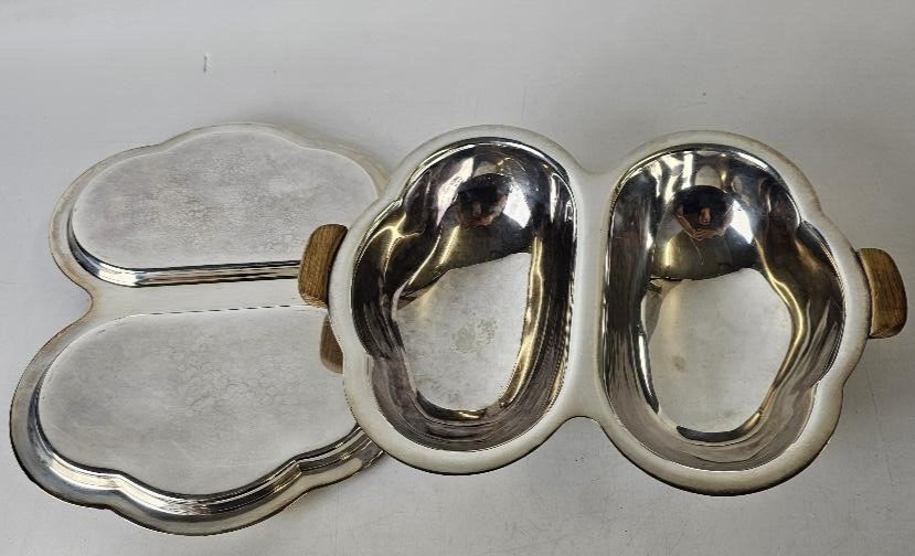 Silverplate Covered Double Vegetable Bowl Serving Dish