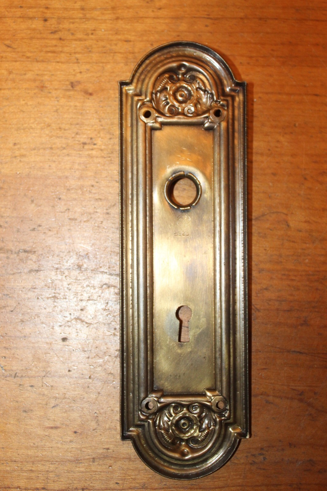 Antique Yale & Towne 862S Brass Plate over Wrought Steel Keyhole Escutcheon S-36