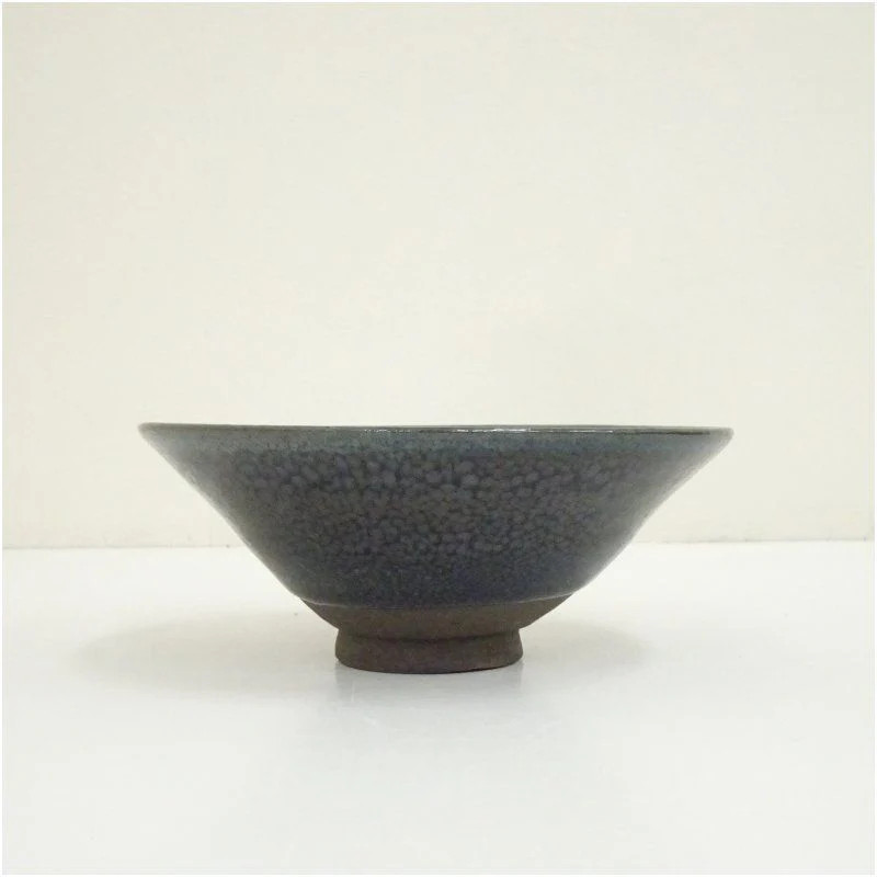 Yuteki Tenmoku Chawan by Nakano Ei — Oil-Spot Iron Glaze Tea Bowl, Signed Box