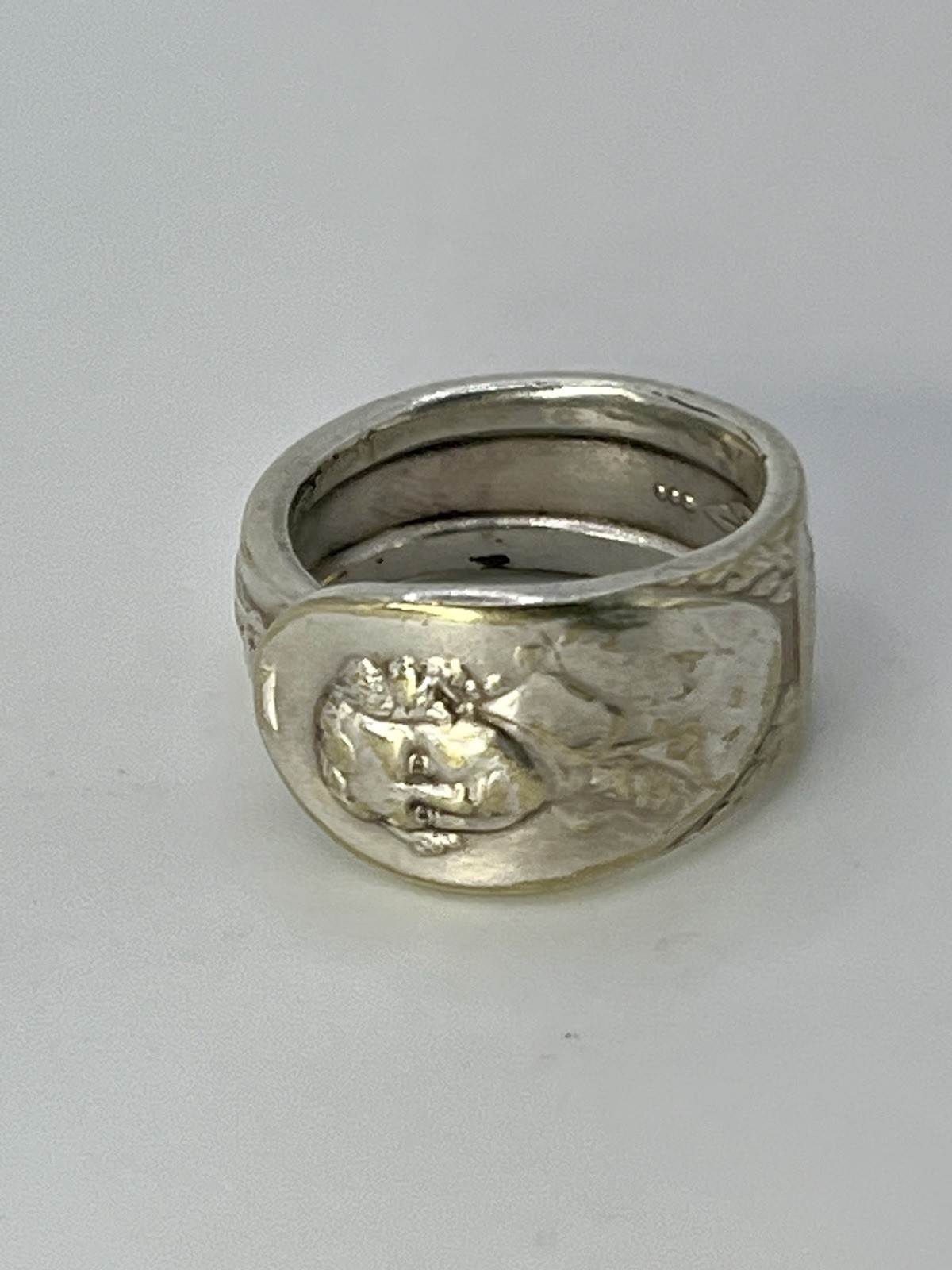 Vintage George Washington Spoon Ring Silver Plate Flatware Portrait Size 7