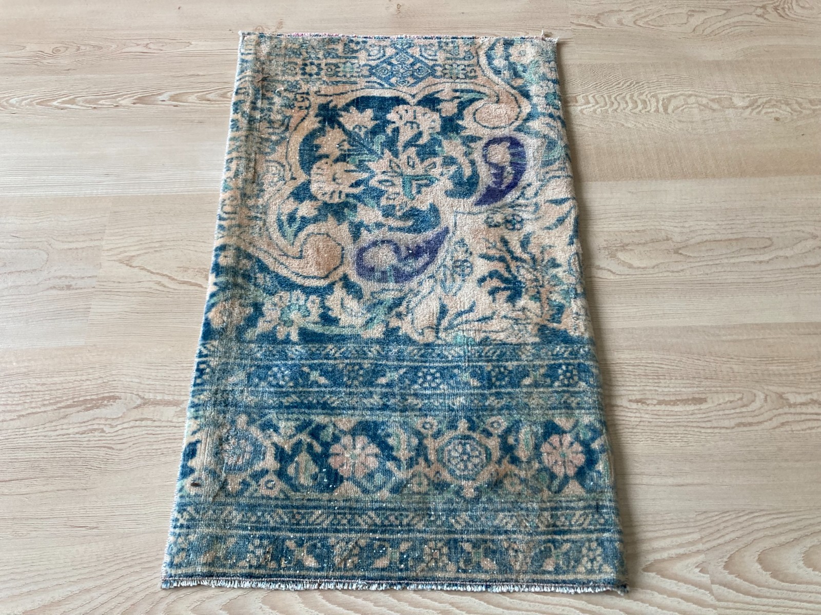 Small Brown rug, Turkish rug, Vintage Rug, Handmade rug, Doormat, 1.3 x 2.2 ft